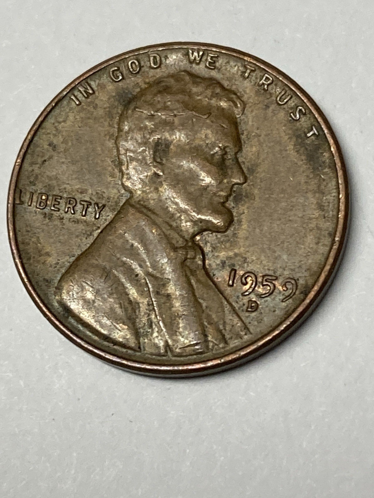 1959 d lincoln cent error Coin Die Crack Obverse