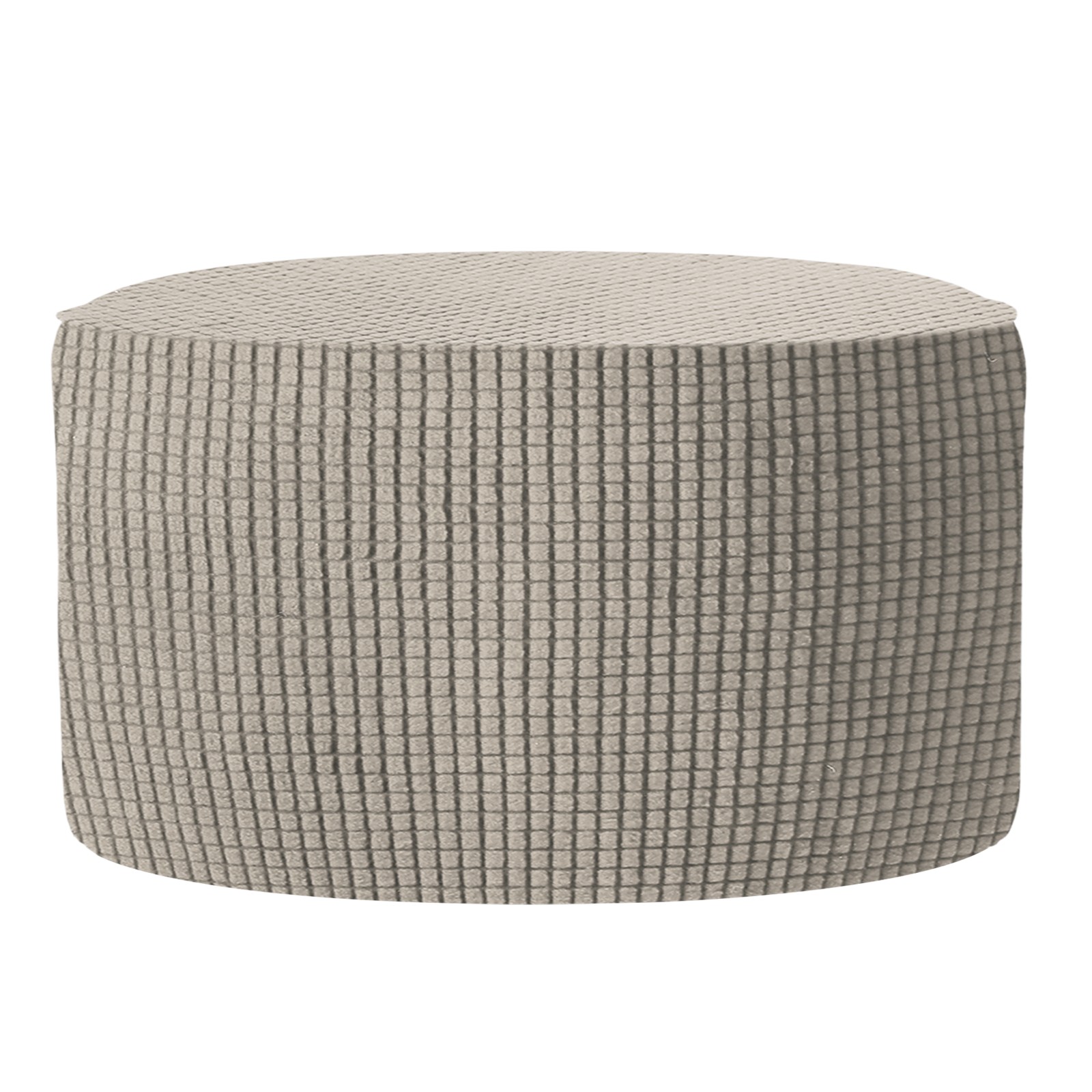 Ottomen Cover Round with Elastic Bottom, (Large Size, Taupe)