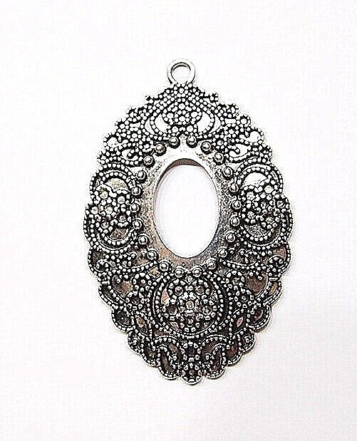 4 of 25x18mm Antique Silver XL Victorian Art Deco Beaded Pendant Setting 68x44mm