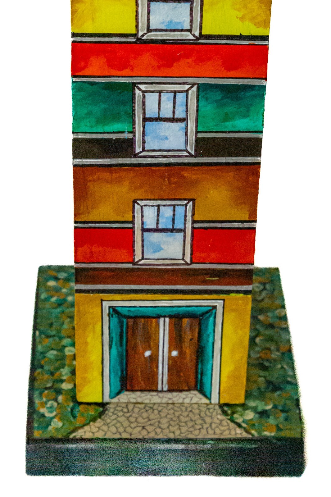 Handmade Hand Painted Wooden Lighthouse with Solar Powered Light