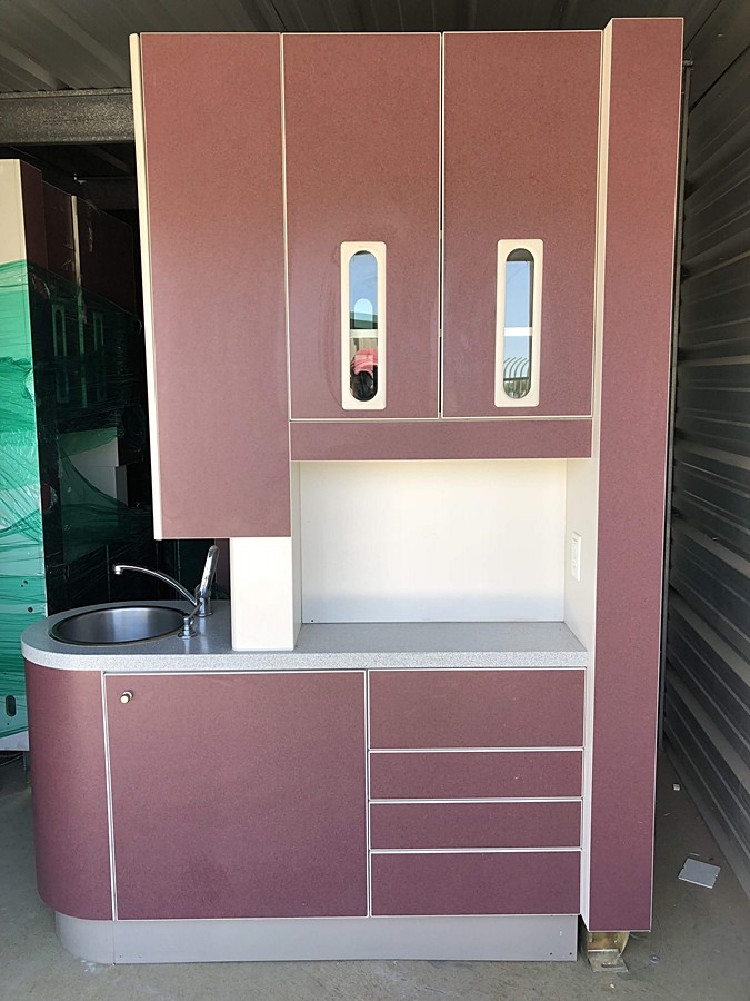 ADEC 5543 Center Island Console w/ X-Ray Pass Through & Privacy Doors