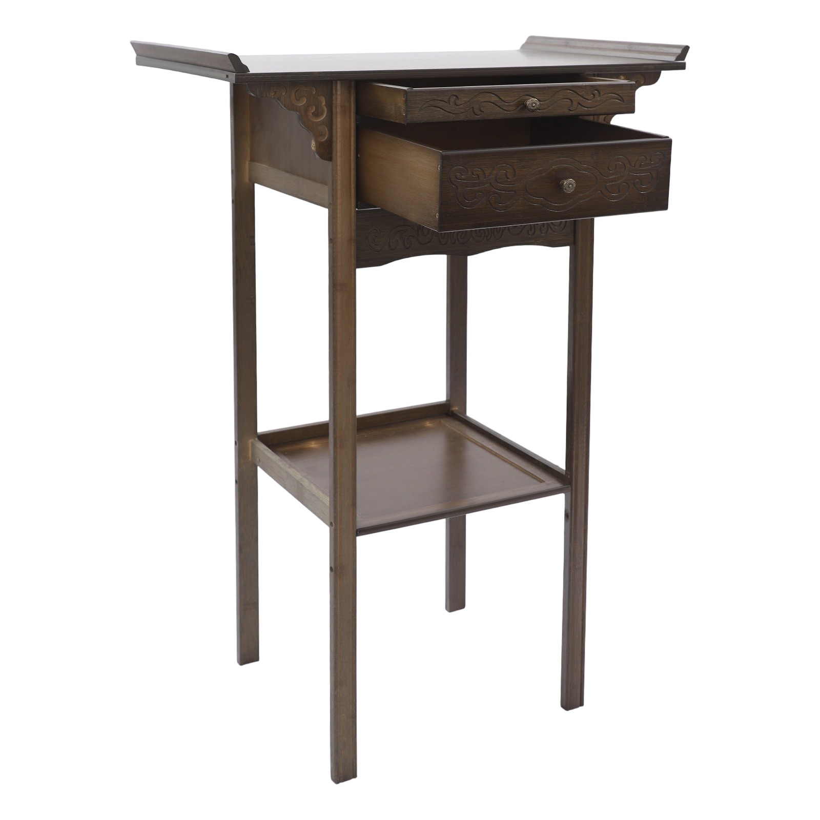 Shrine Altar 2 Tier Meditation Altar Table Altar Table w/Storage &Drawer Storage