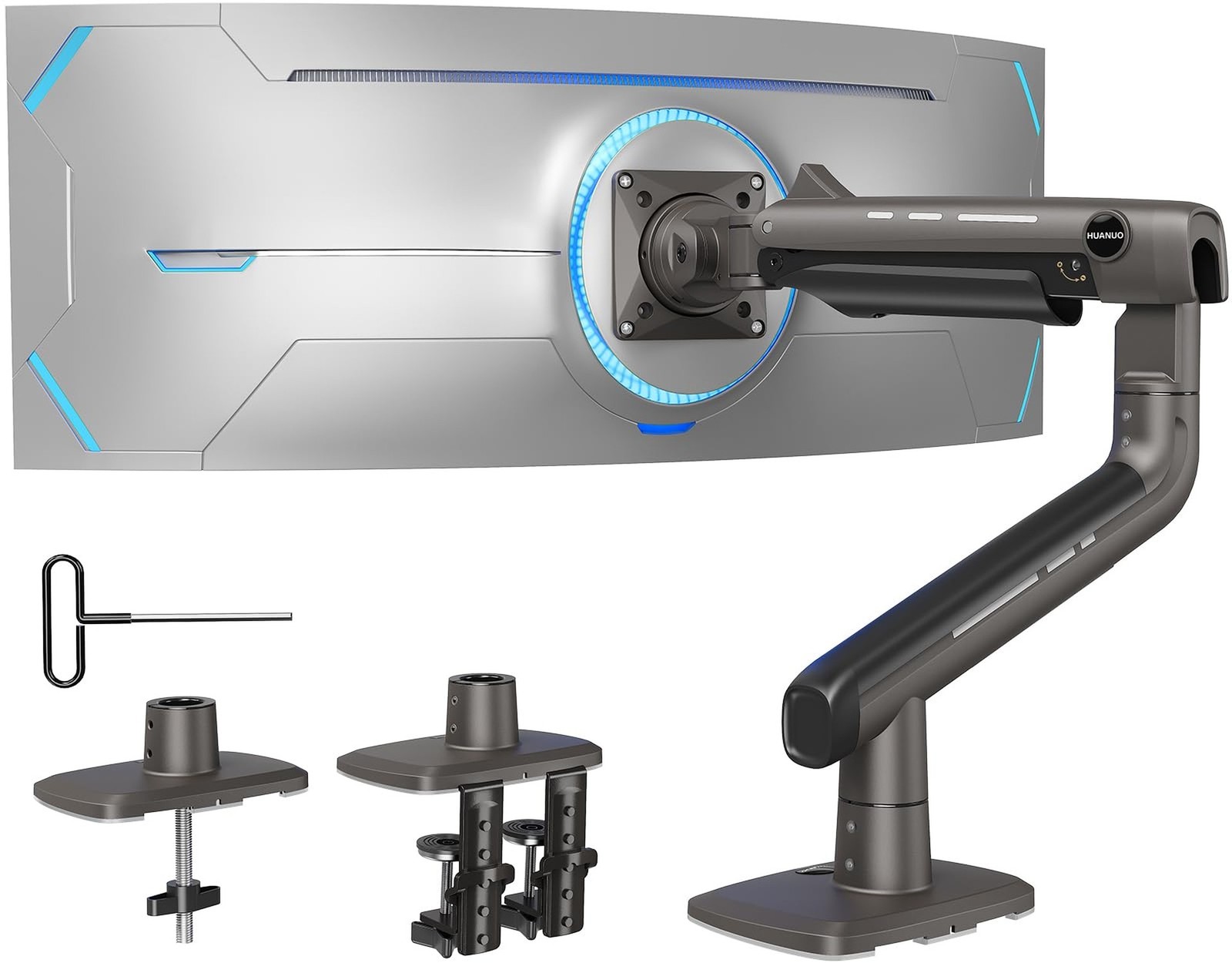 HUANUO Heavy Duty Monitor Arm for Ultrawide Screens up to 49", Holds 40 lbs,A...