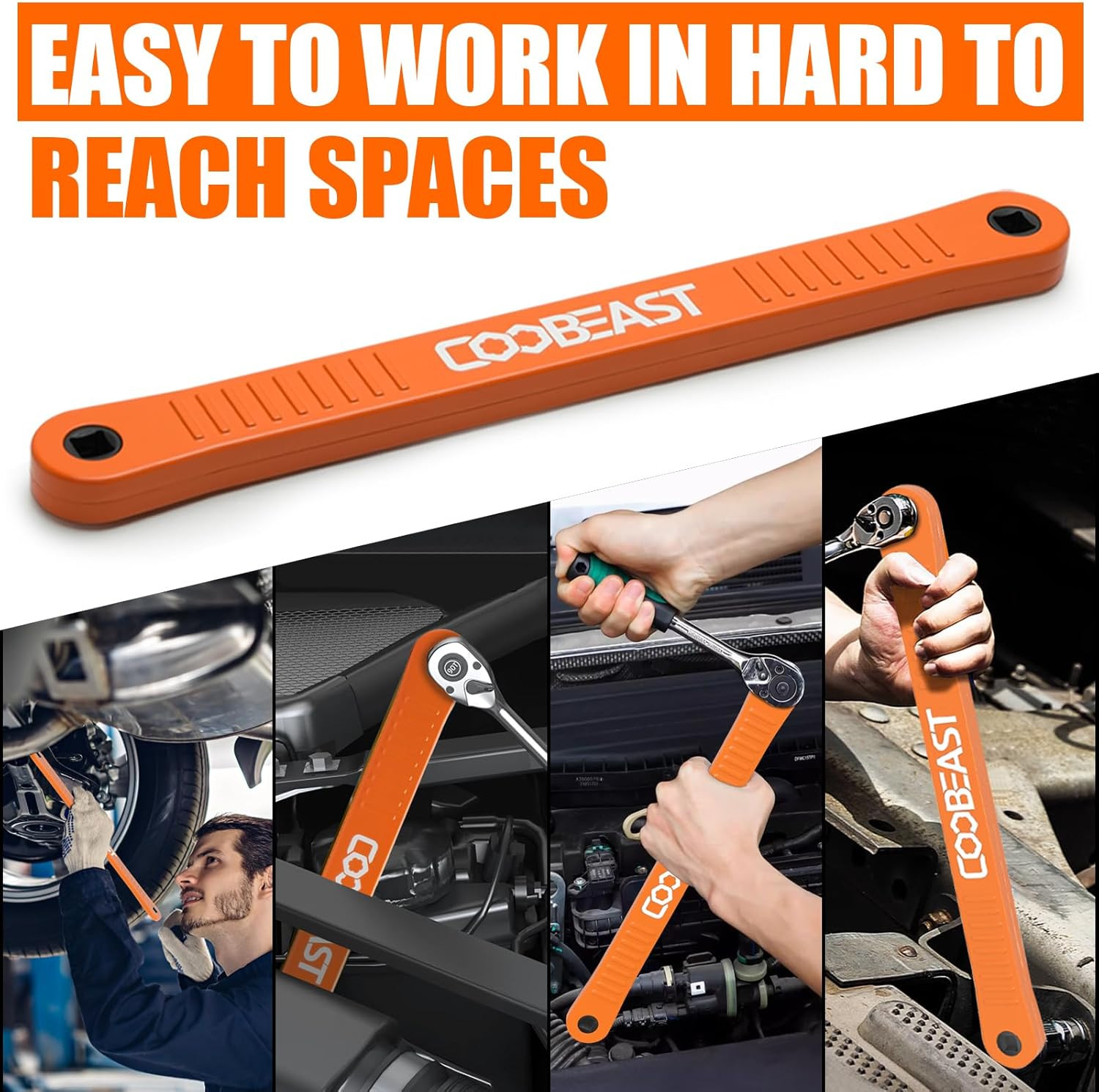 3/8 Offset Extension Wrench Impact Ready Socket Tool with 3 Adapters