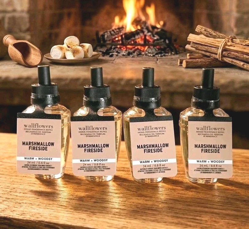 4 Bath & Body Works MARSHMALLOW FIRESIDE Home Fragrance Wallflowers Refill Bulb