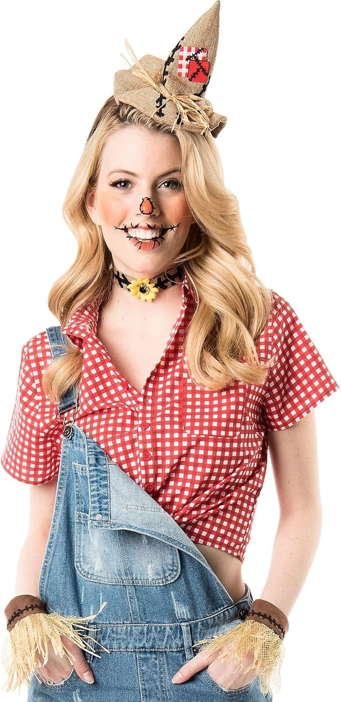 Scarecrow Instant Kit 14+ Halloween Costume Accessory Headband, Choker, Cuffs