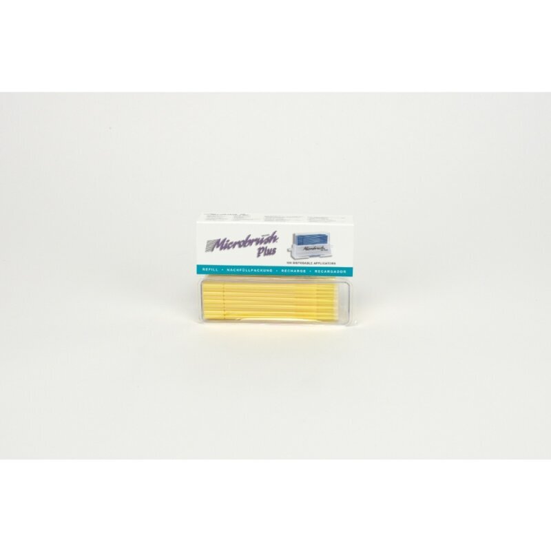 Microbrush PF100YE Plus Micro Applicators Dispenser Fine Yellow 100/Pk
