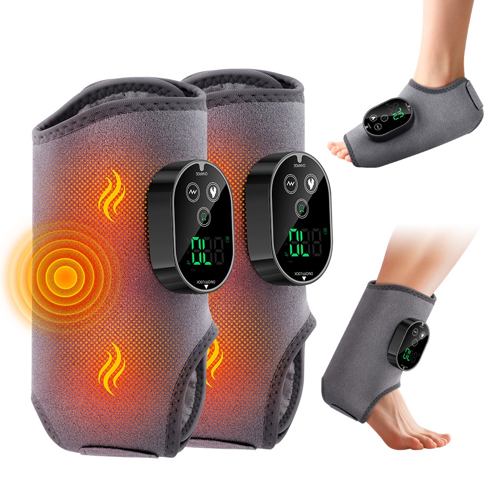 2Pcs Electric Foot Ankle Massager Pain Relief 6 Heat Levels, 3 Vibration Modes
