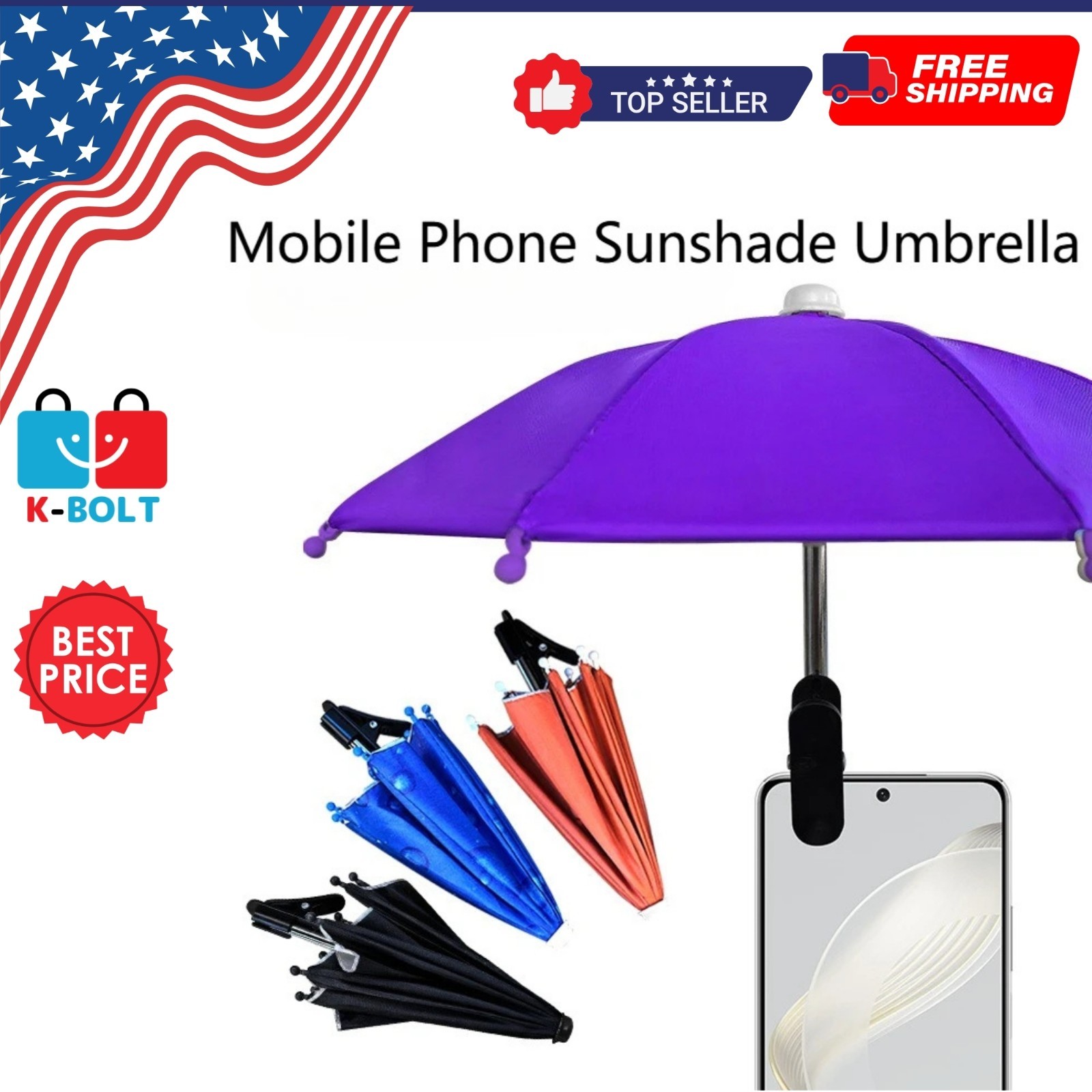 Phone Umbrella for Sun Cell Phone Umbrella Shade Mini Universal Clip Umbrella US