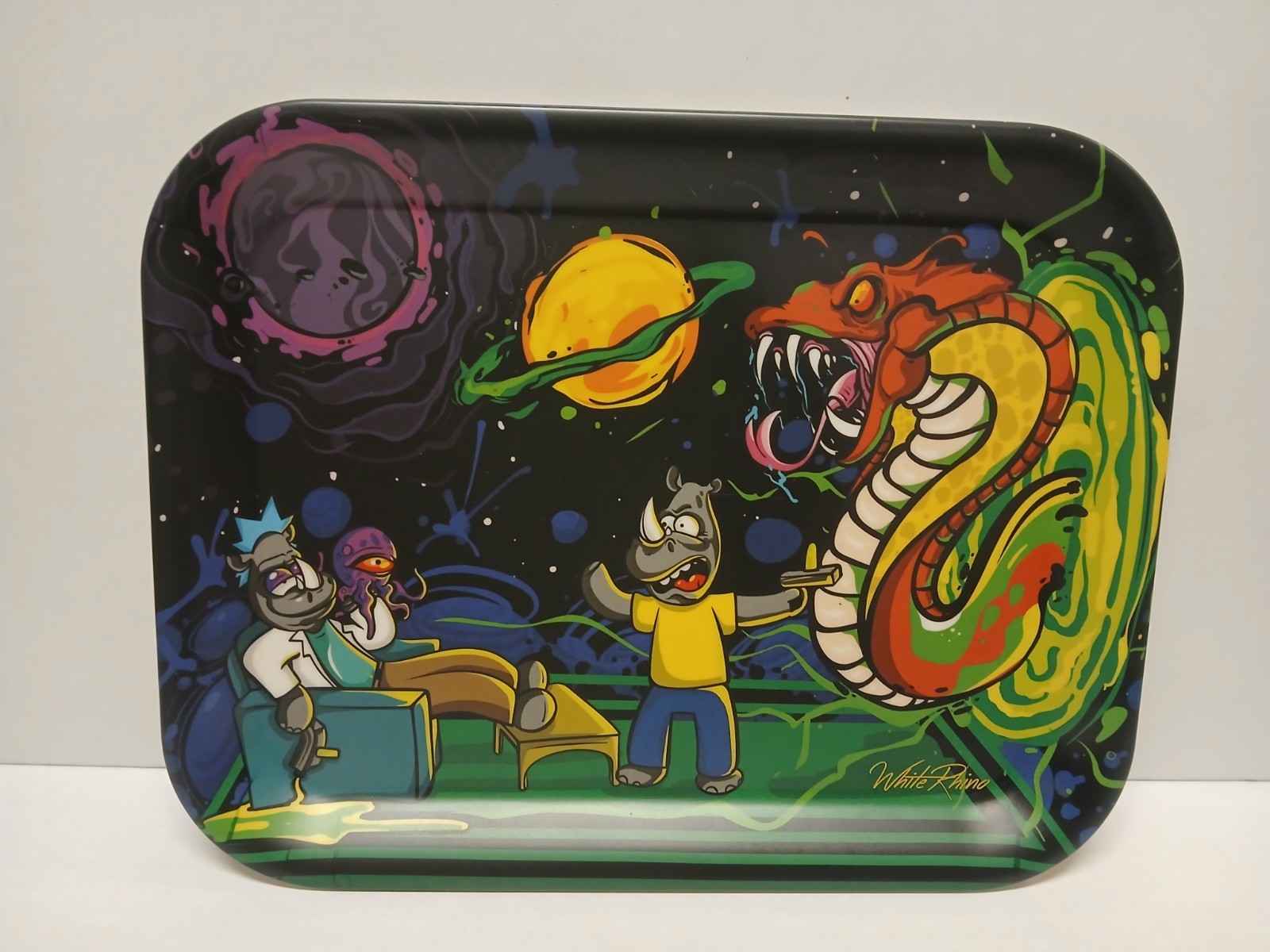 Large 12" X 9 3/4" White Rhino Mad Scientist Rolling Tray