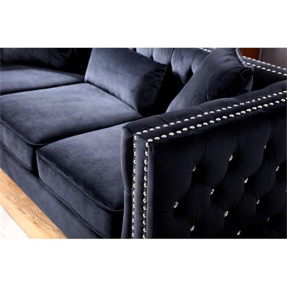 Glory Furniture Paige Velvet Sofa in Black