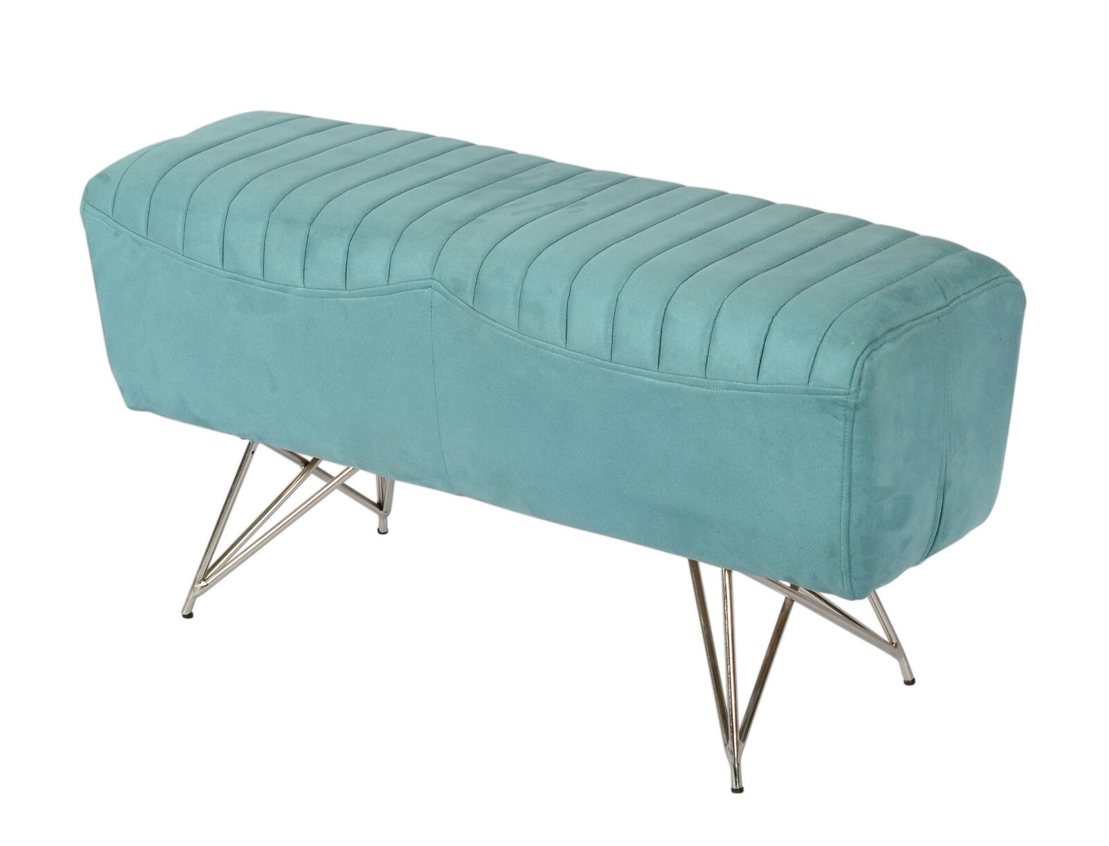 Rectangular Velvet Bench MAILE in Dusty Teal