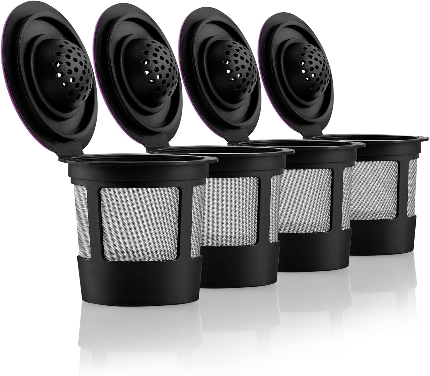 4 Reusable K Cups for Keurig – BPA Free Refillable Coffee Filters Black