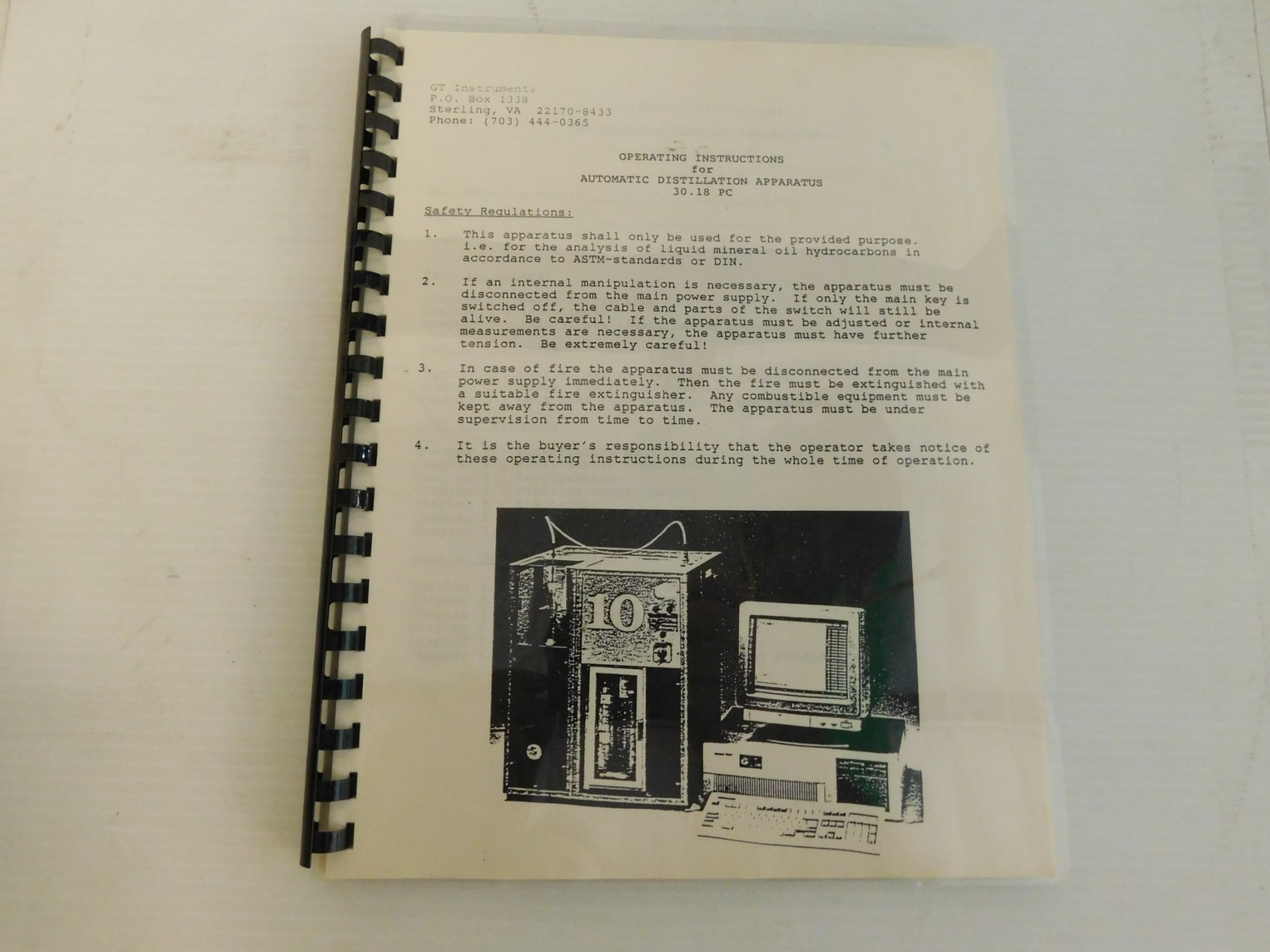GT INSTRUMENTS INSTRUCTIONS FOR AUTOMATIC DISTILLATION APPARATUS 30.18PC(LSM149)