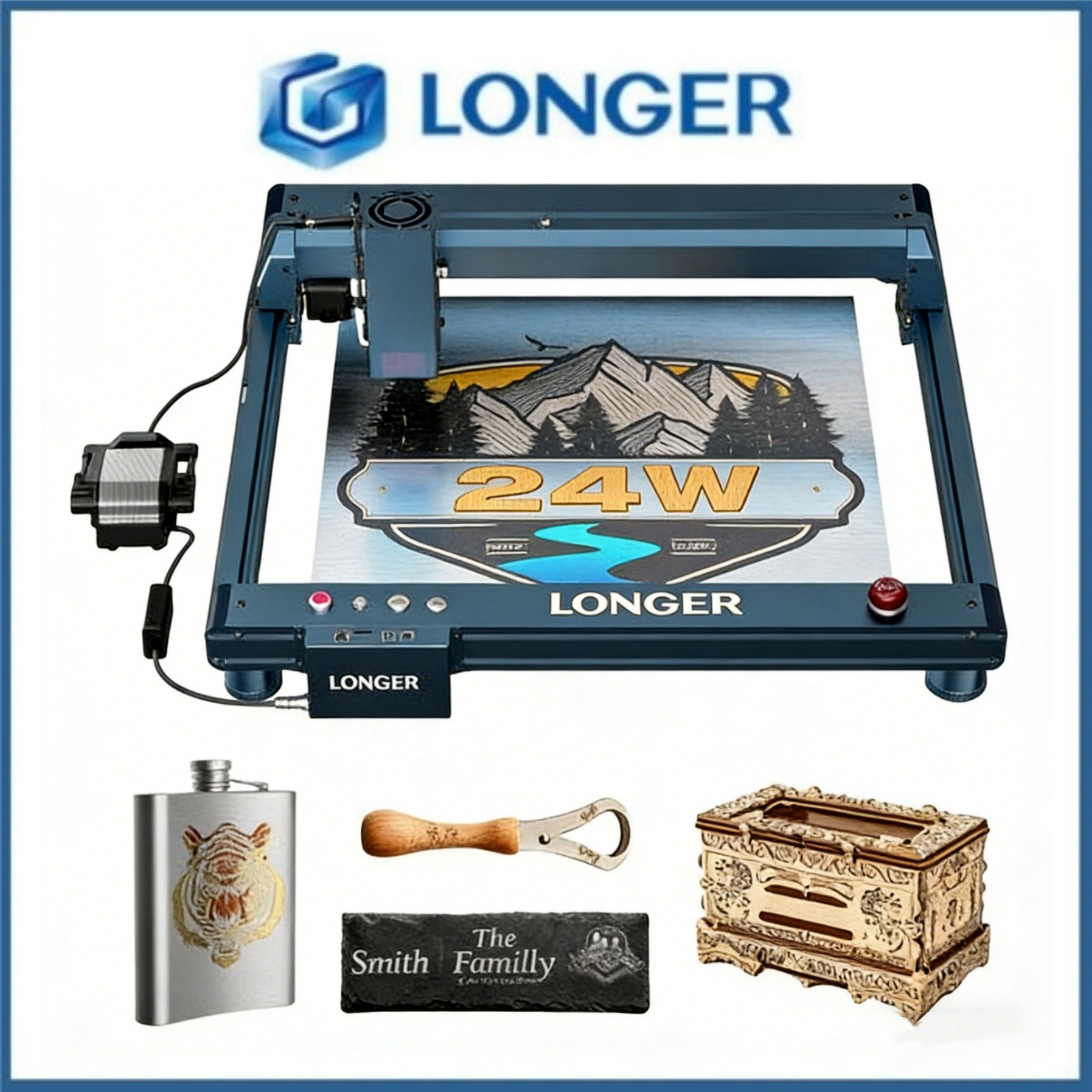 Longer B1 20W Laser Engraving Machine 36,000mm/min Eight Safety Protection DIY