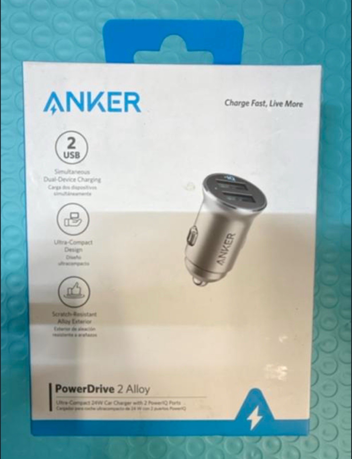 Lot Of 10 Anker 2-Port PowerDrive 24W Car Charger - Silver (9 New / 1 Open Box)