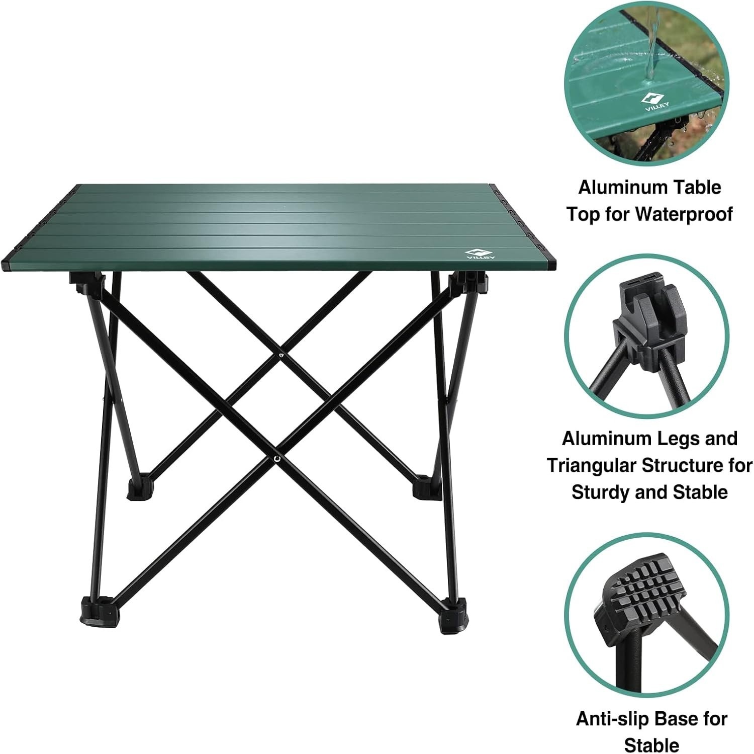 Portable Camping Side Table Ultralight Aluminum Foldable Beach Table with Car...