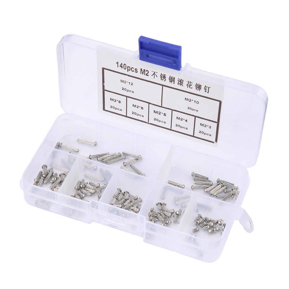 140pcs Stainless Steel Rivet Assortment Set Durable Rust Resistant For Labels Fa