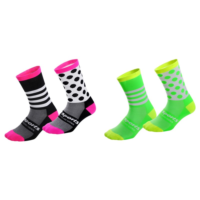 2Pairs Cycling Socks Riding Bicycle Bike Sports Ankle Socks XC MTB Green Black
