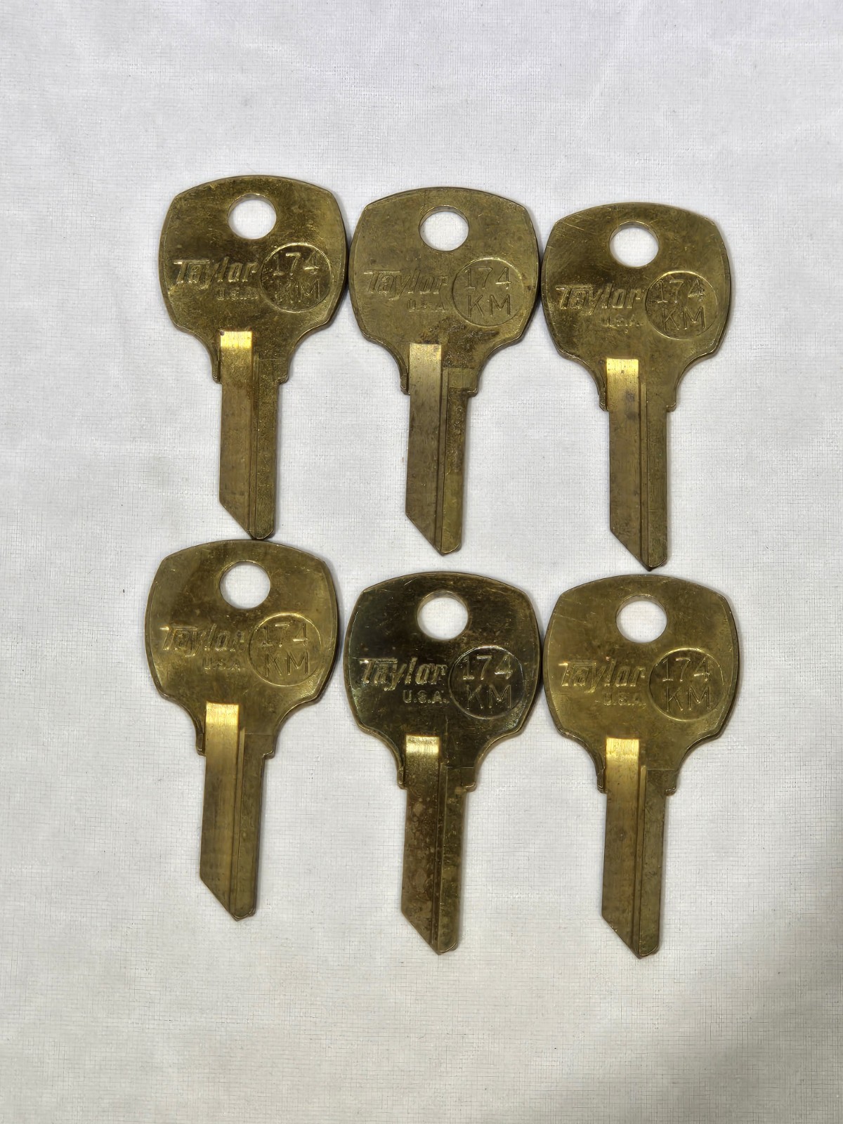 6 Vtg Taylor 174 KM Key Blanks Uncut Brass National Cabinet Desk Furniture Lock
