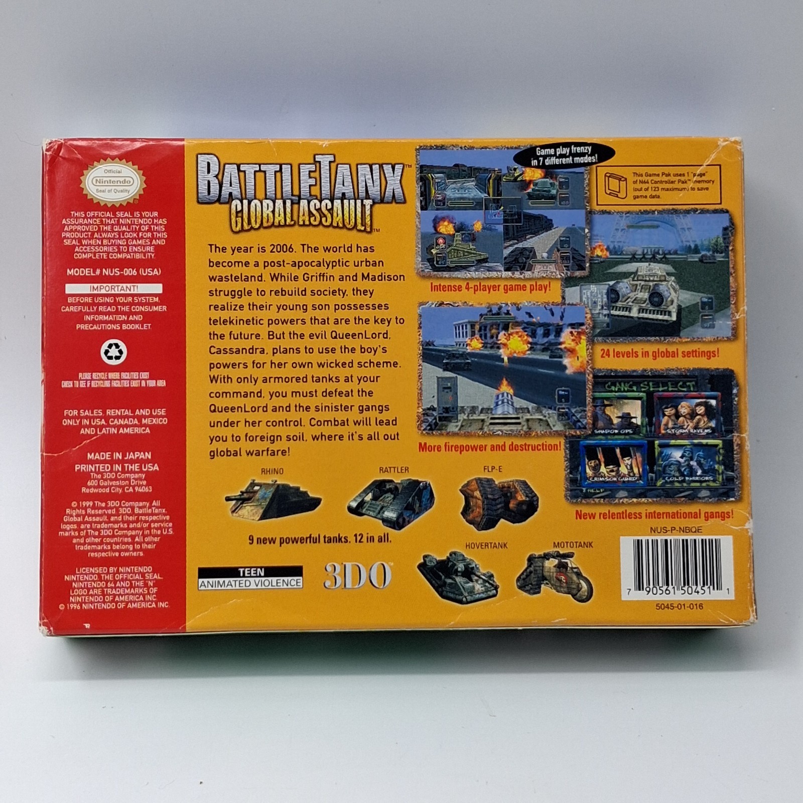 Nintendo 64 BattleTanx Global Assault N64 Authentic Empty Box Only W Inner Tray