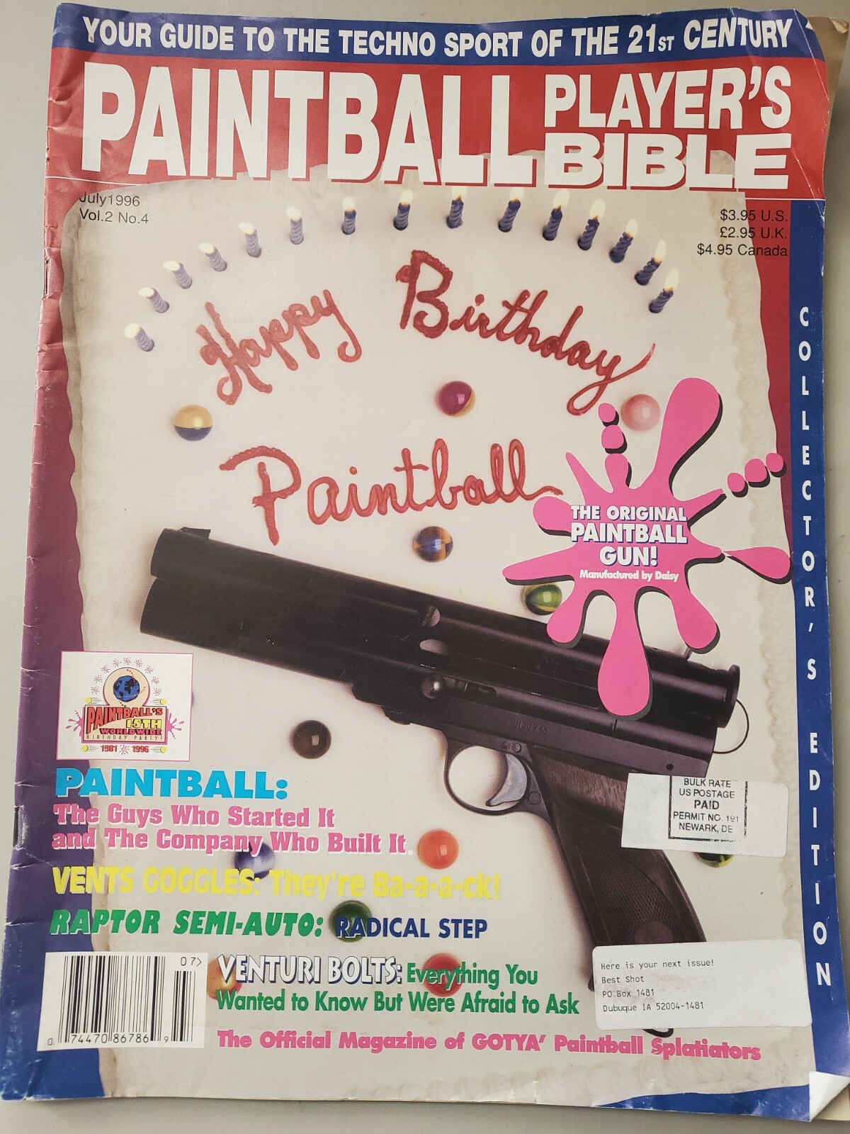 RARE 1996 Paintball Player's Bible Magazine July 1996 Happy Birthday Paintball