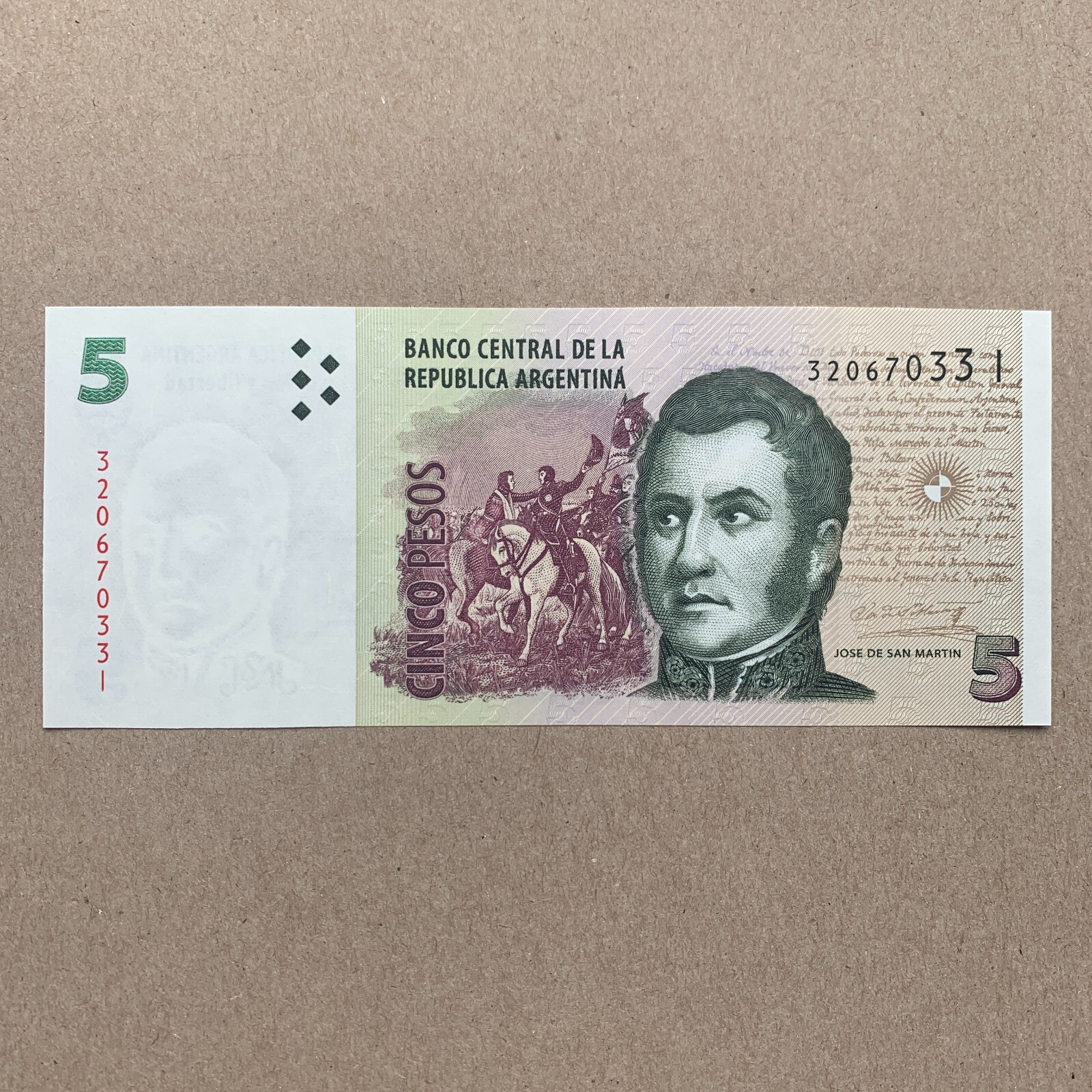 🇦🇷 Argentinean 5 Pesos Banknote Buenos Aires Argentina Currency Casa de Moneda