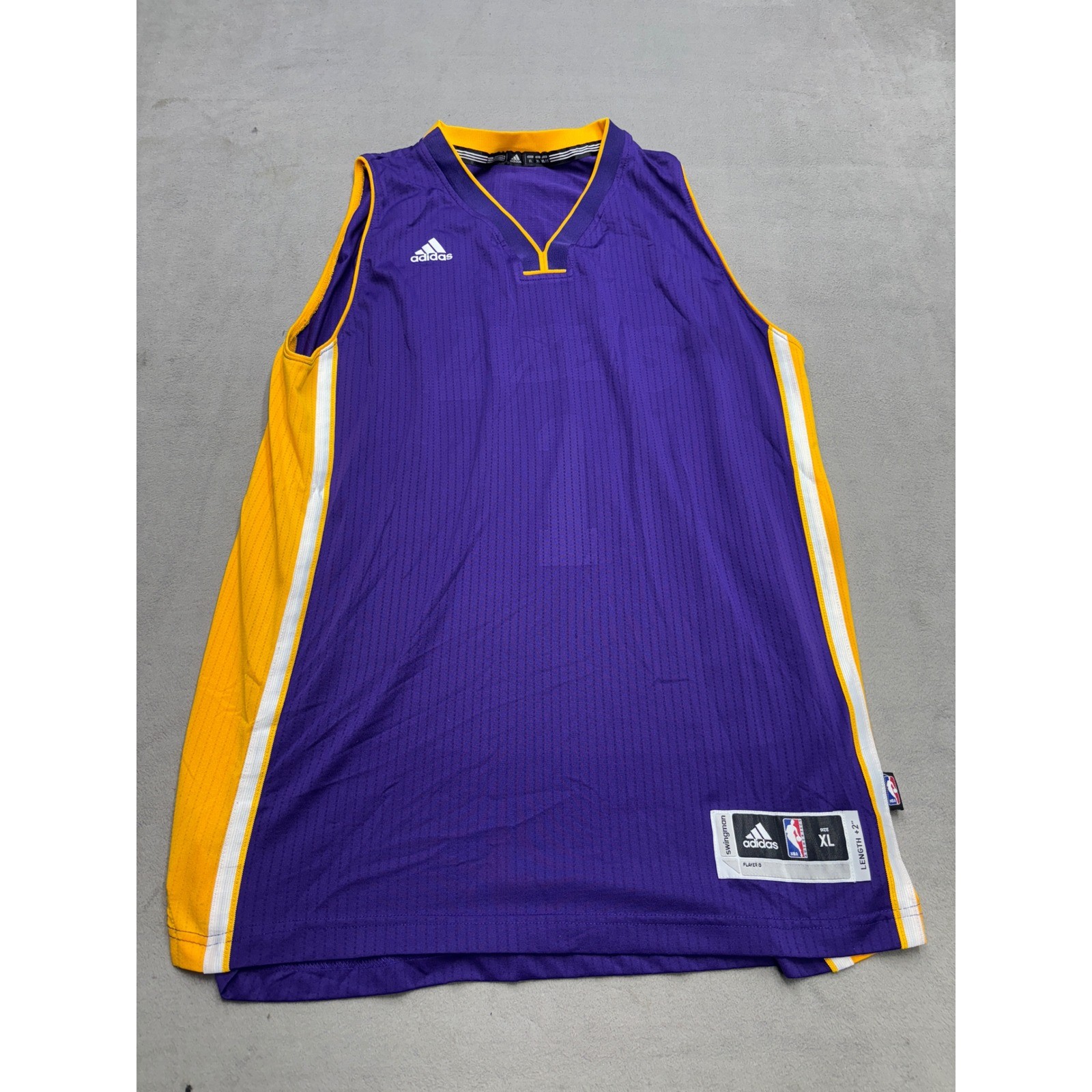 Adidas NBA Los Angeles Lakers Swingman Jersey Purple Gold Mens XL Length +2