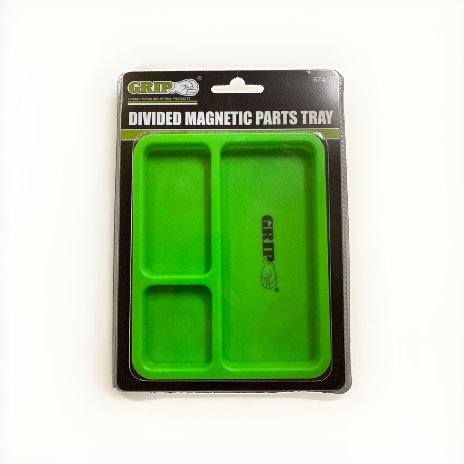 Grip Divided Magnetic ABS Plastic Parts Tray 5.75"L x 4.75W Nuts Bolts 67416