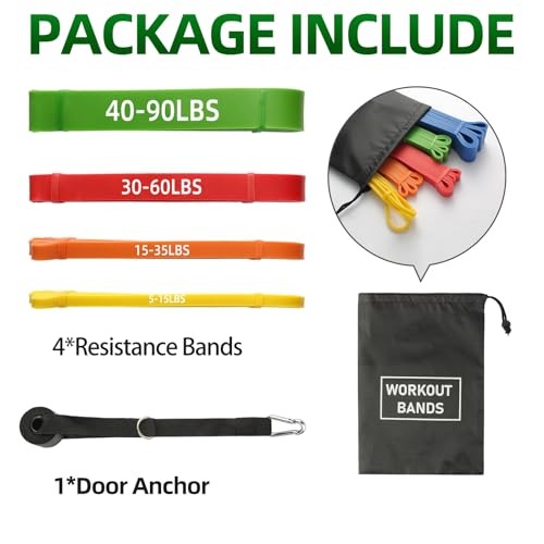 Resistance Bands for Working Out, Pull Up Assist Yellow, Orange, Red, Green