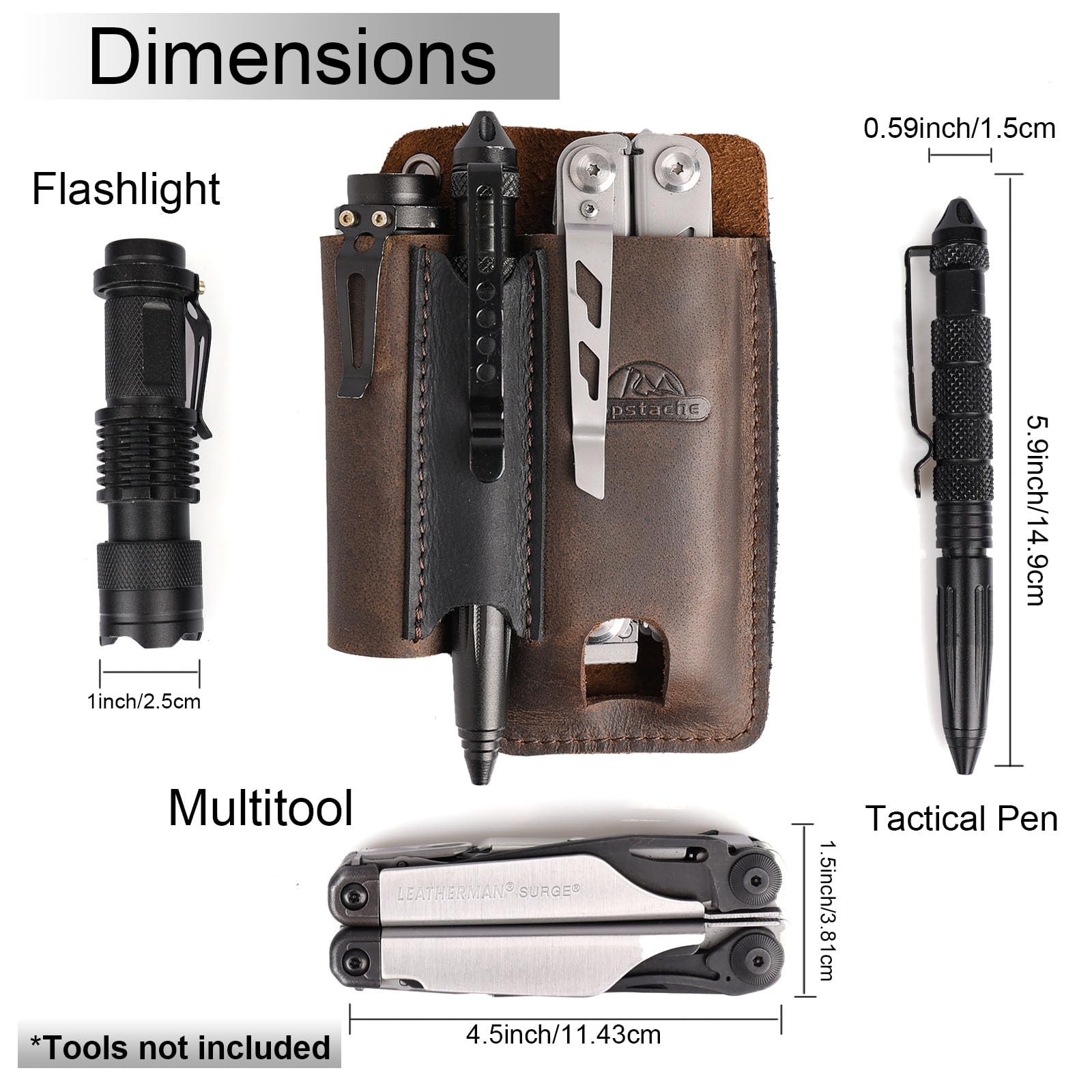 Leather Multitool Sheath with Belt Clip - Multi Tool Holster for Belt - EDC B...