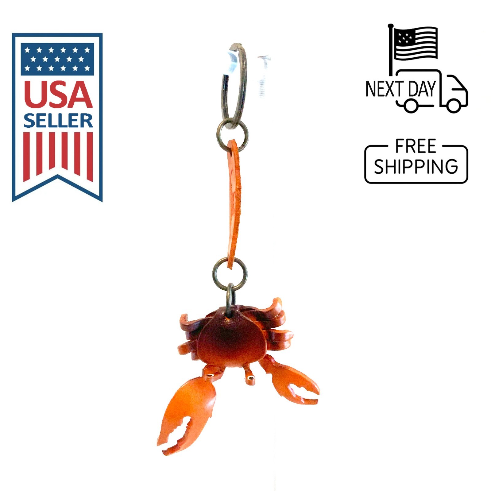 Crab Handmade Leather Keyring #1