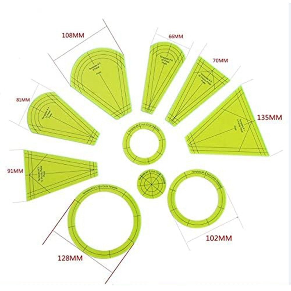 Dresden Quilting Template Set Template Patchwork Tool (10 Pieces) C8V23057