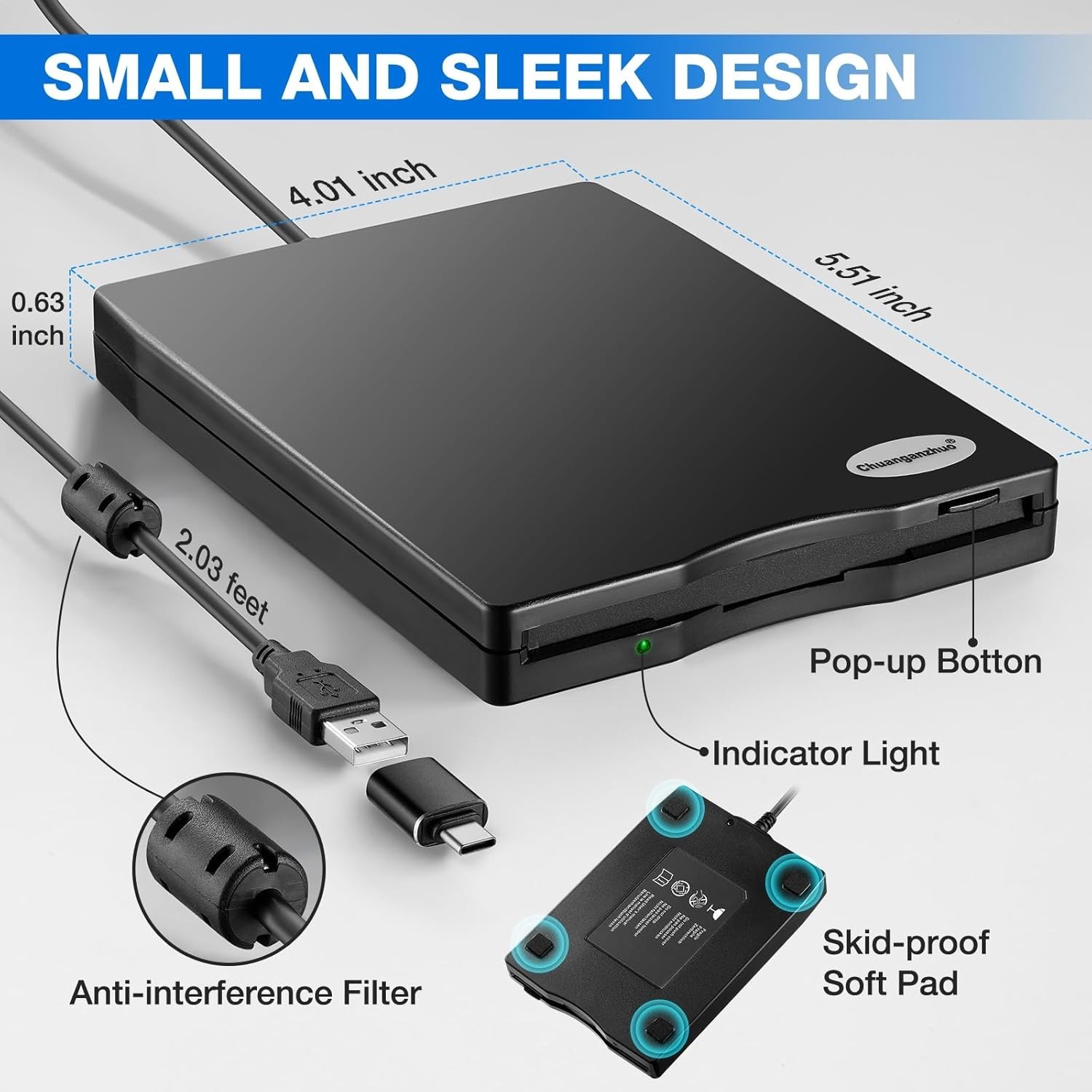 Compact USB Floppy Disk Drive for Windows - Easily Access Old Files Anywhere