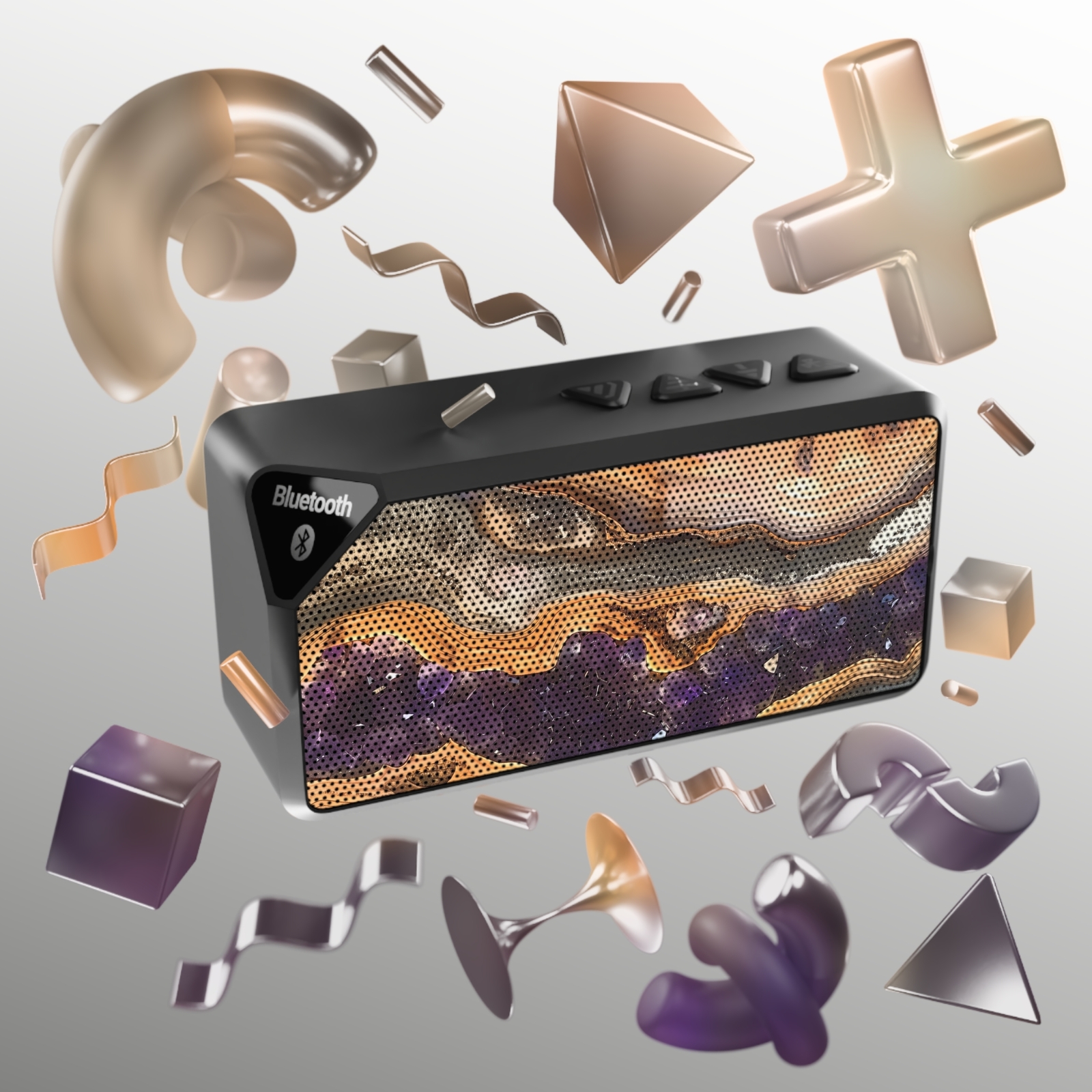 Luxurious Amethyst Wood Grain Deseign Print Bluetooth Speaker