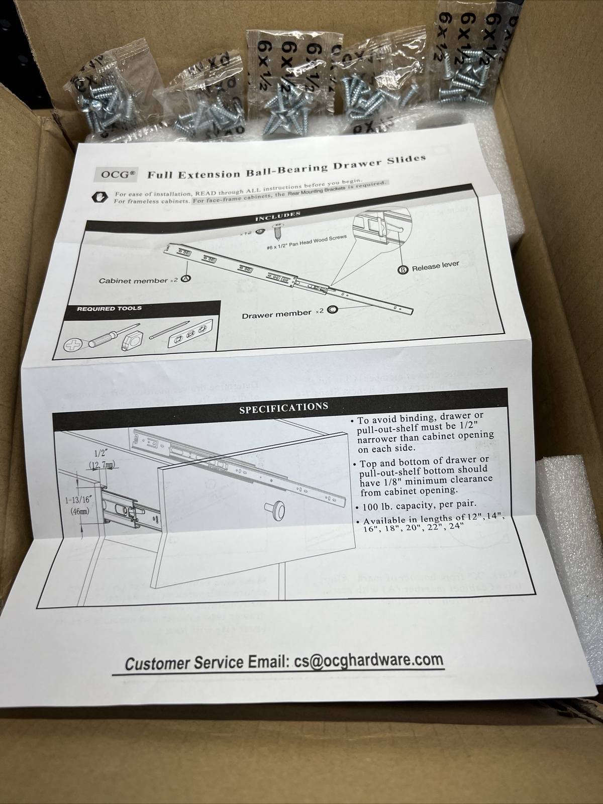 5 Pairs OCG 100lb Capacity Full Extension Ball Bearing Drawer Slides 10" New