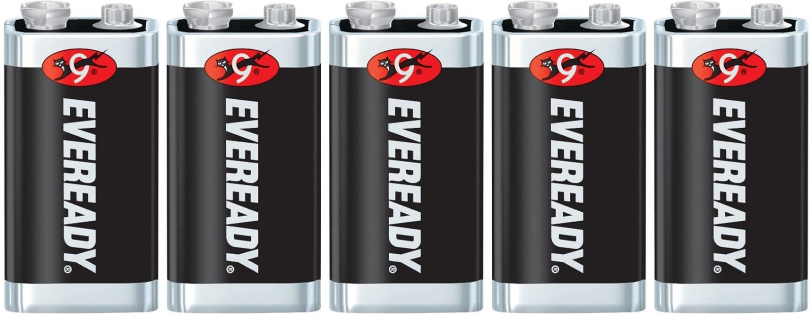 5 Eveready Super Heavy Duty 9V 9 Volt Carbon Zinc Batteries