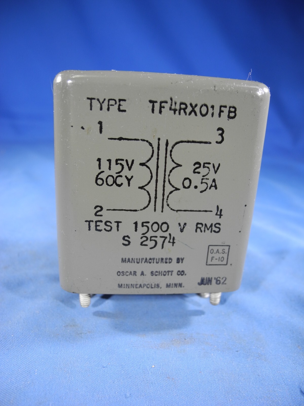 TF4RX01FB SCHOTT Transformer 115v 25v .5a For Tube Amp S 2574 (NOS)
