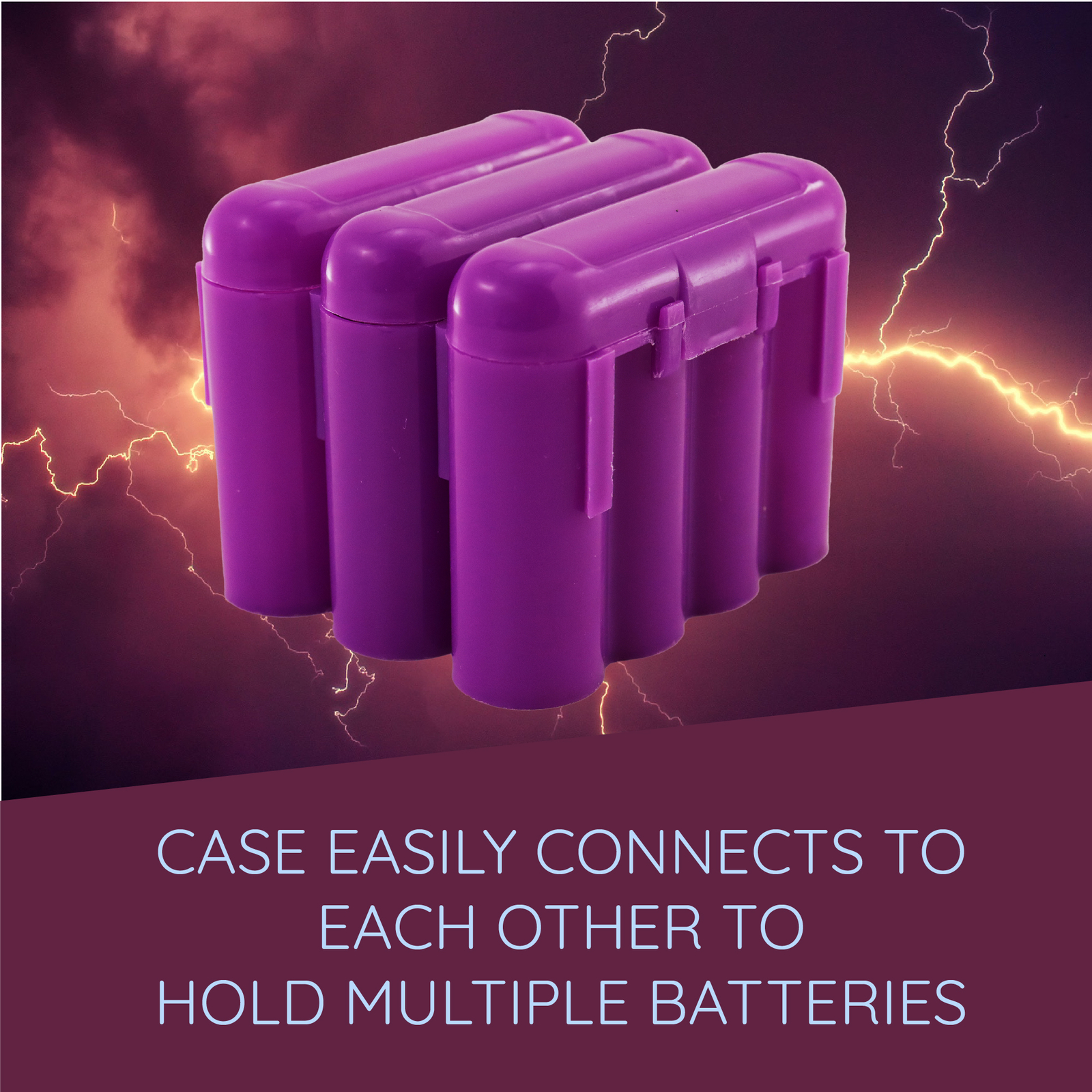 Two (2) EBC Battery AA AAA Purple Plastic Battery Storage Case Holder Box