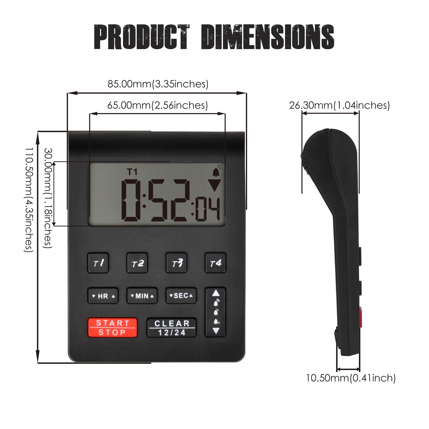 Digital Kitchen 4 Channel Timers Countdown/Count-up Clock Stopwatch Loud Alarm