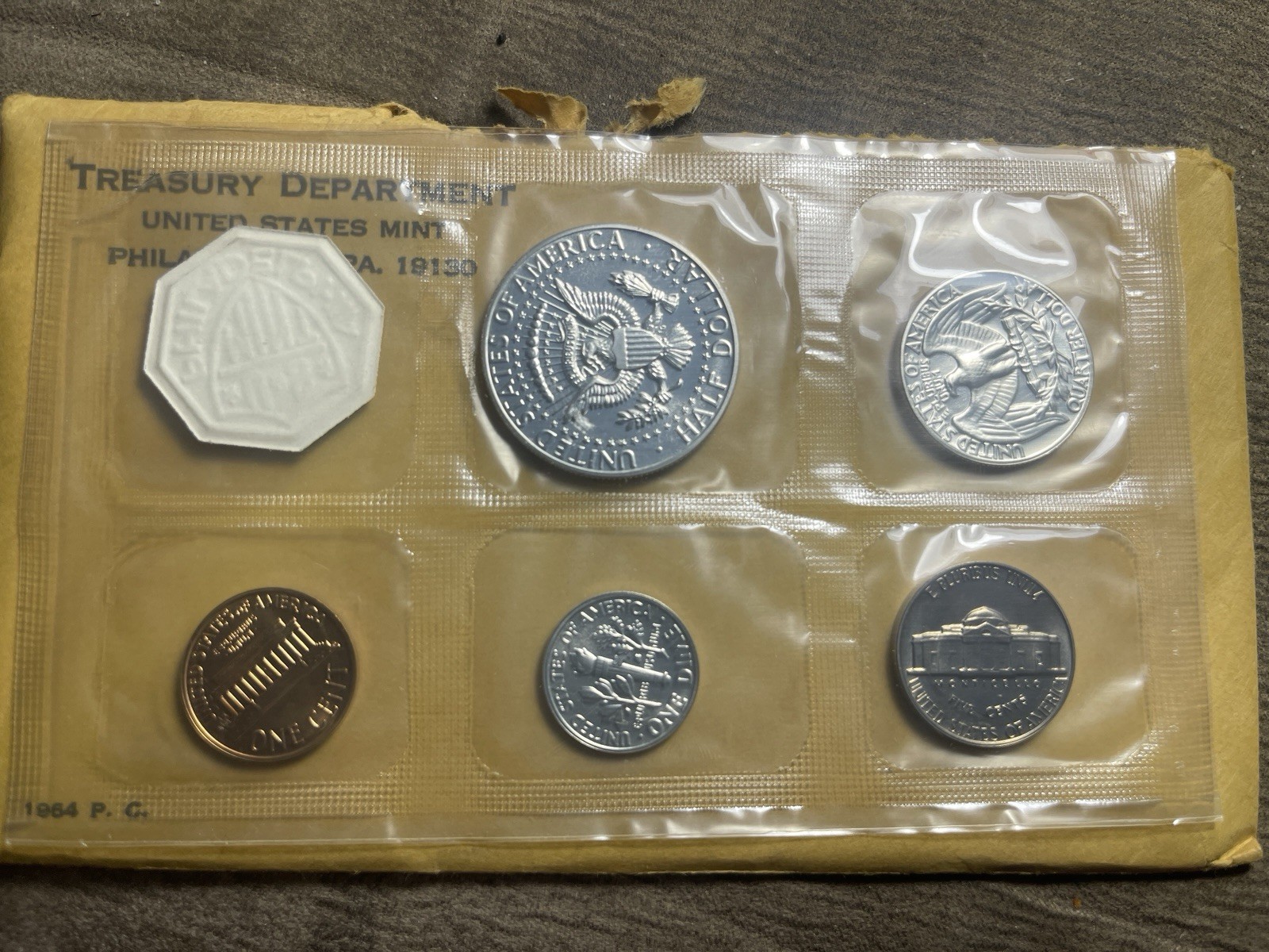 1964 United States US Mint Proof Set OGP Envelope And COA