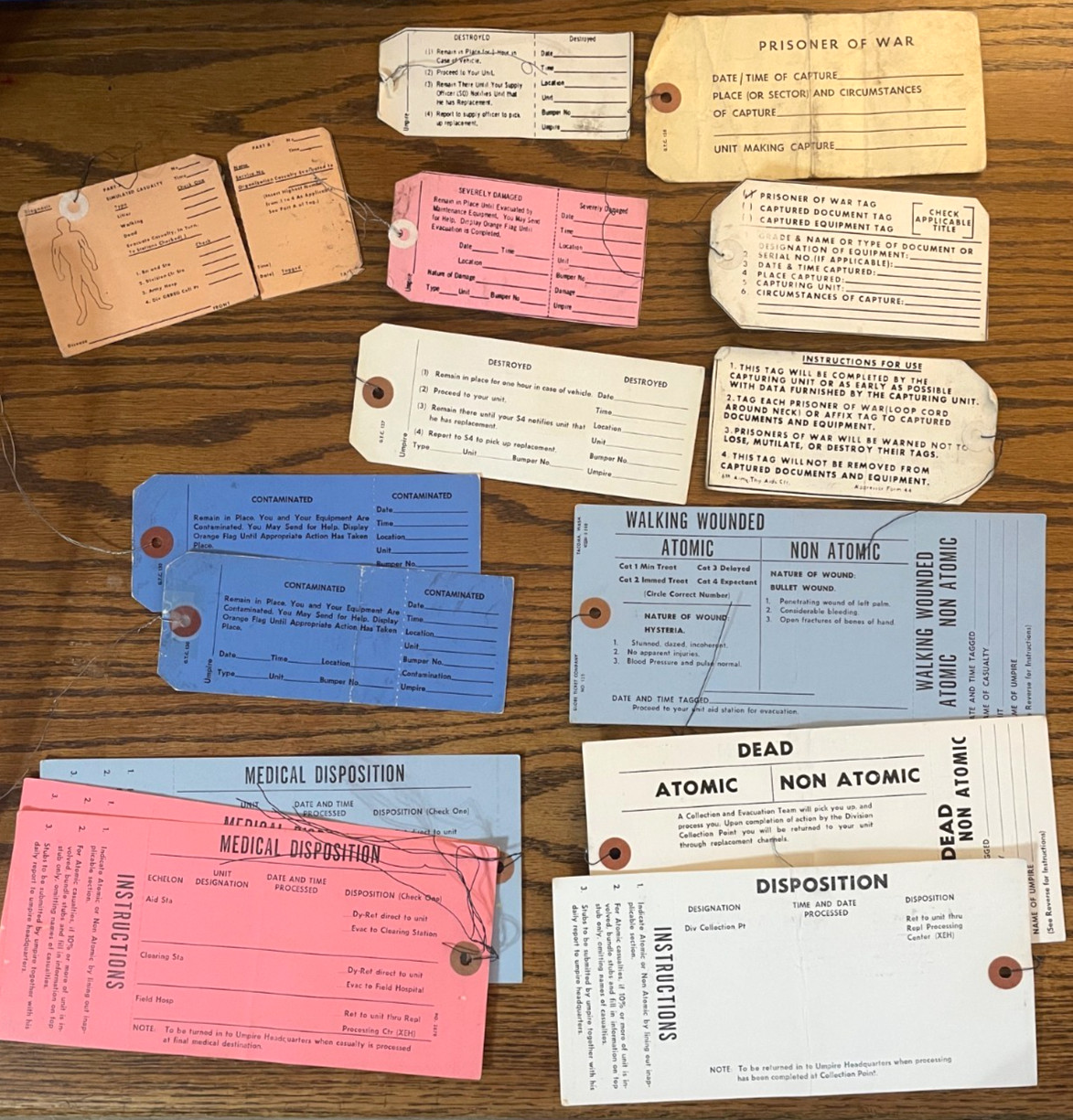 Lot of 15 Vietnam Era US Army Disposition Tags -- POW, Walking Wounded, Litter