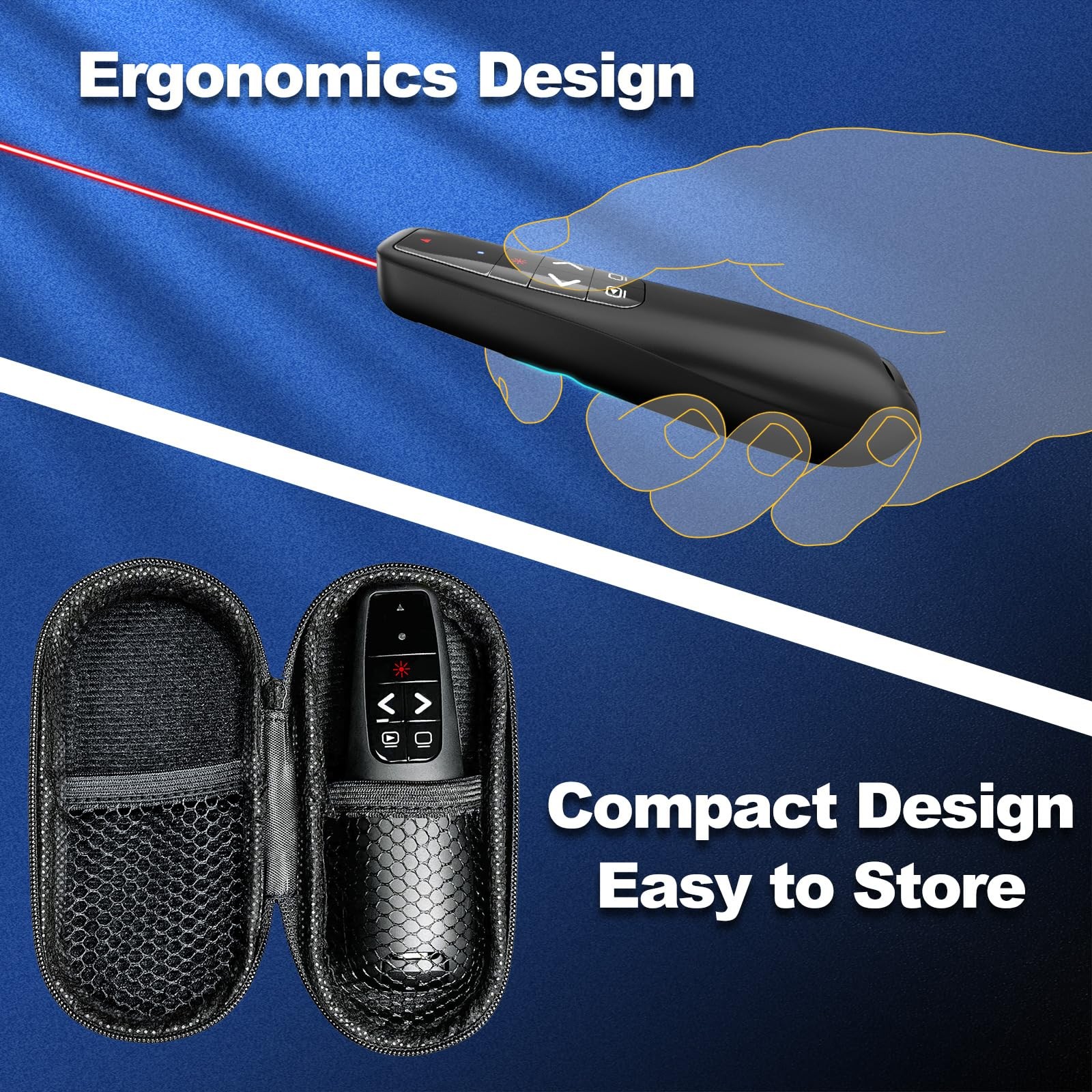 Presentation Clicker with Case Storage: Wireless Presenter Remote: Red Laser ...