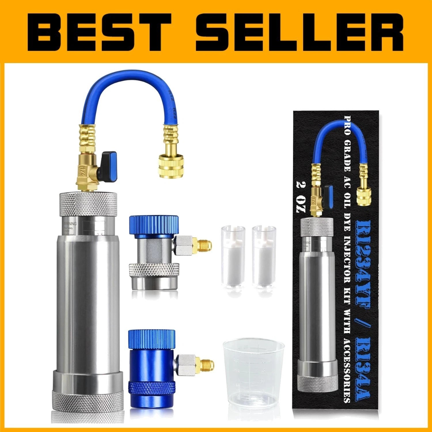 Compact Professional Grade A/C Oil Injector for R134A and R1234YF Systems/-