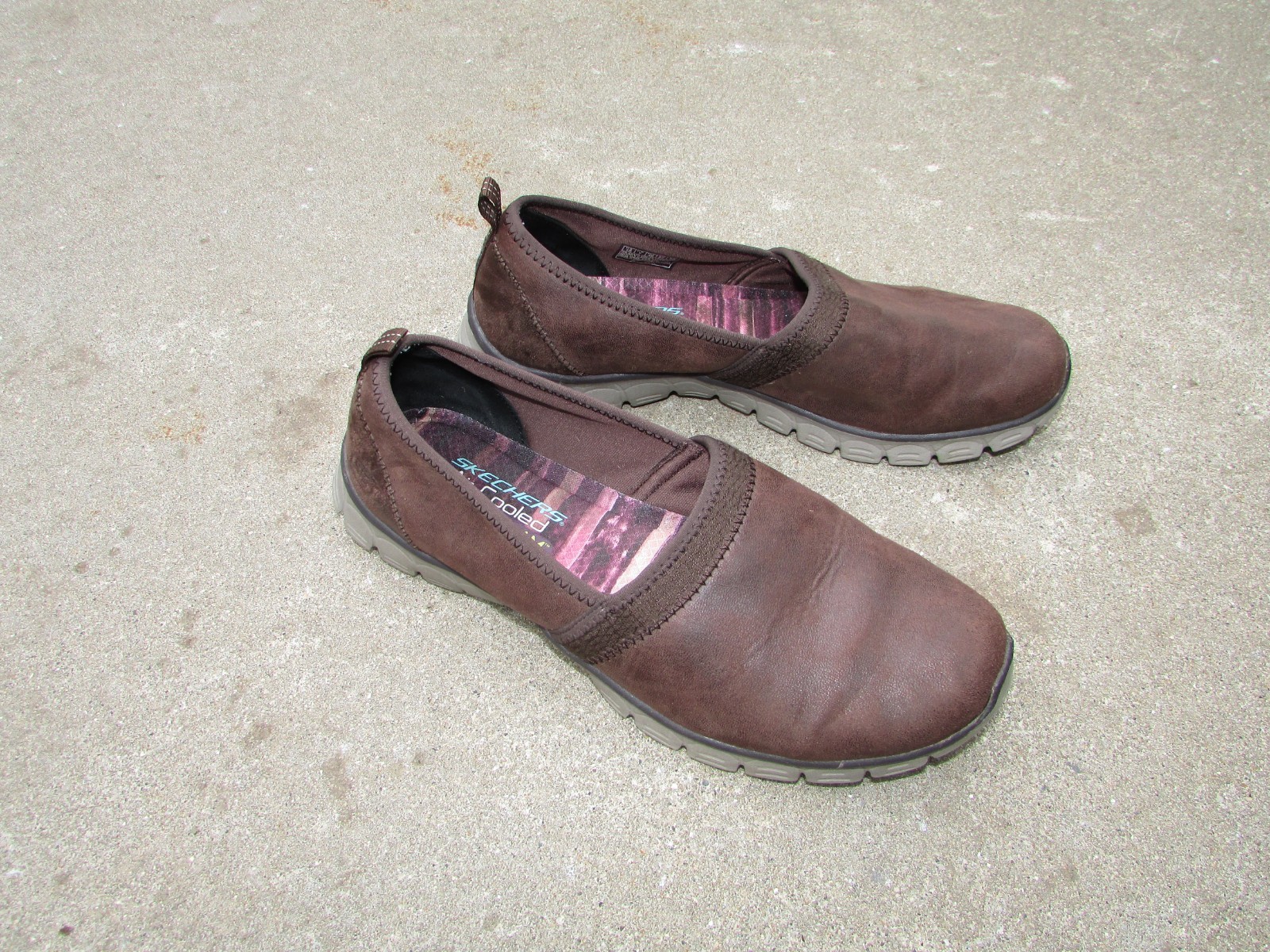 Skechers Air-Cooled Memory Foam Brown Textile Faux Leather Shoes Size 10 (40)
