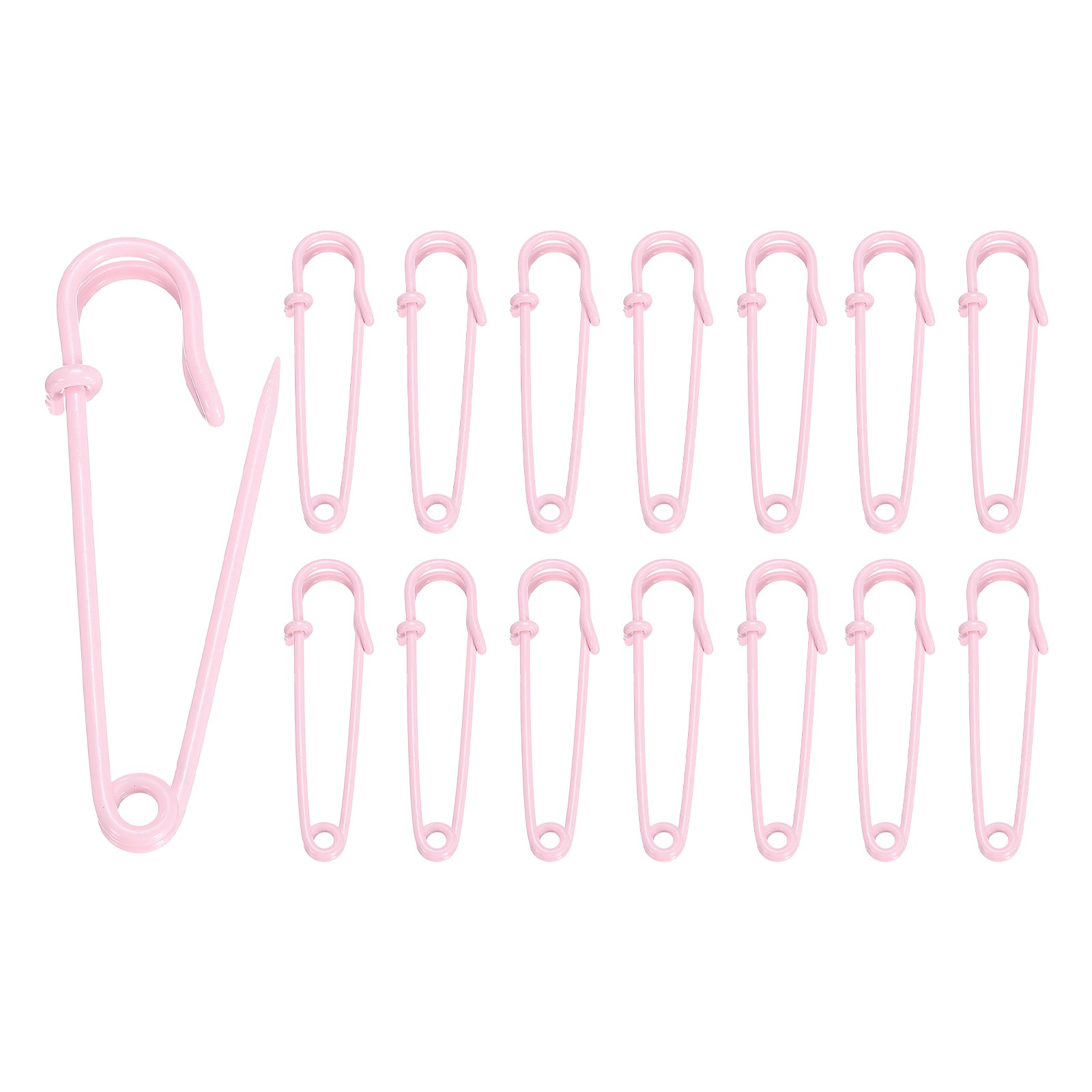 15pcs Safety Pins 50mm Baked Paint Large Safety Pin for Clothes Pink