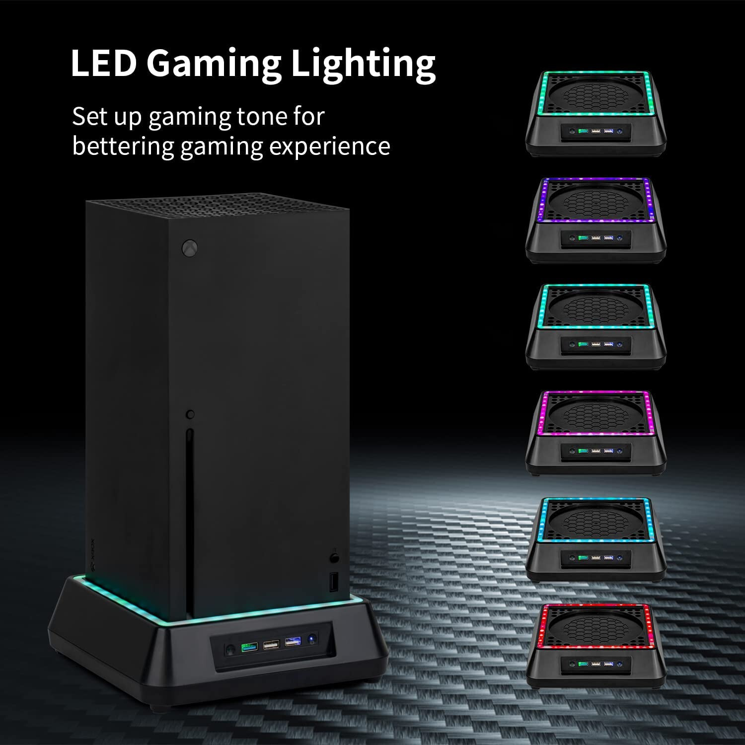 Cooling Fan Stand for Xbox Series X RGB LED 3-Speed w/ USB 3.0 & 2 USB 2.0 Ports