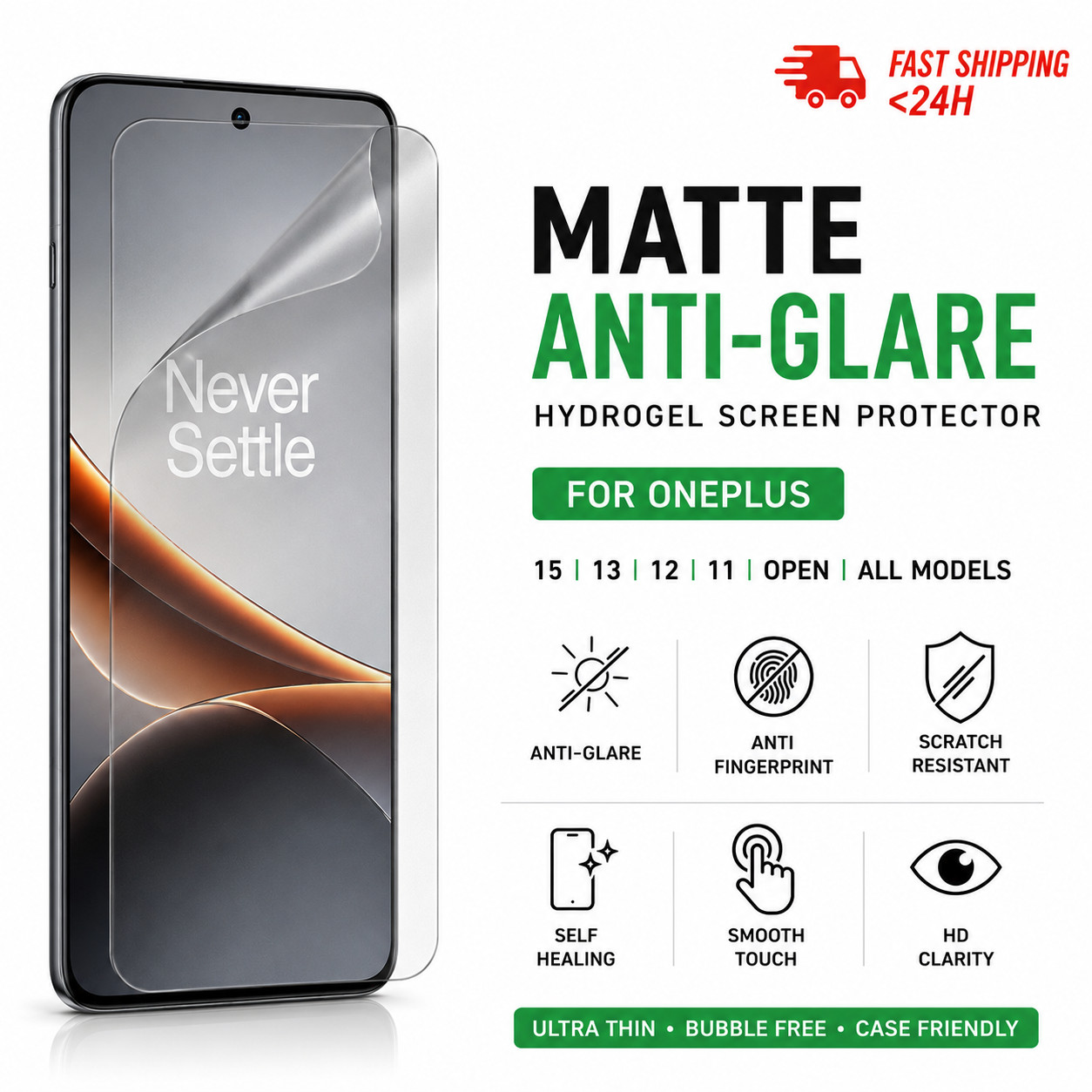 OnePlus 15 13 12 11 Open All Models Screen Protector Anti-Glare Matte Hydrogel