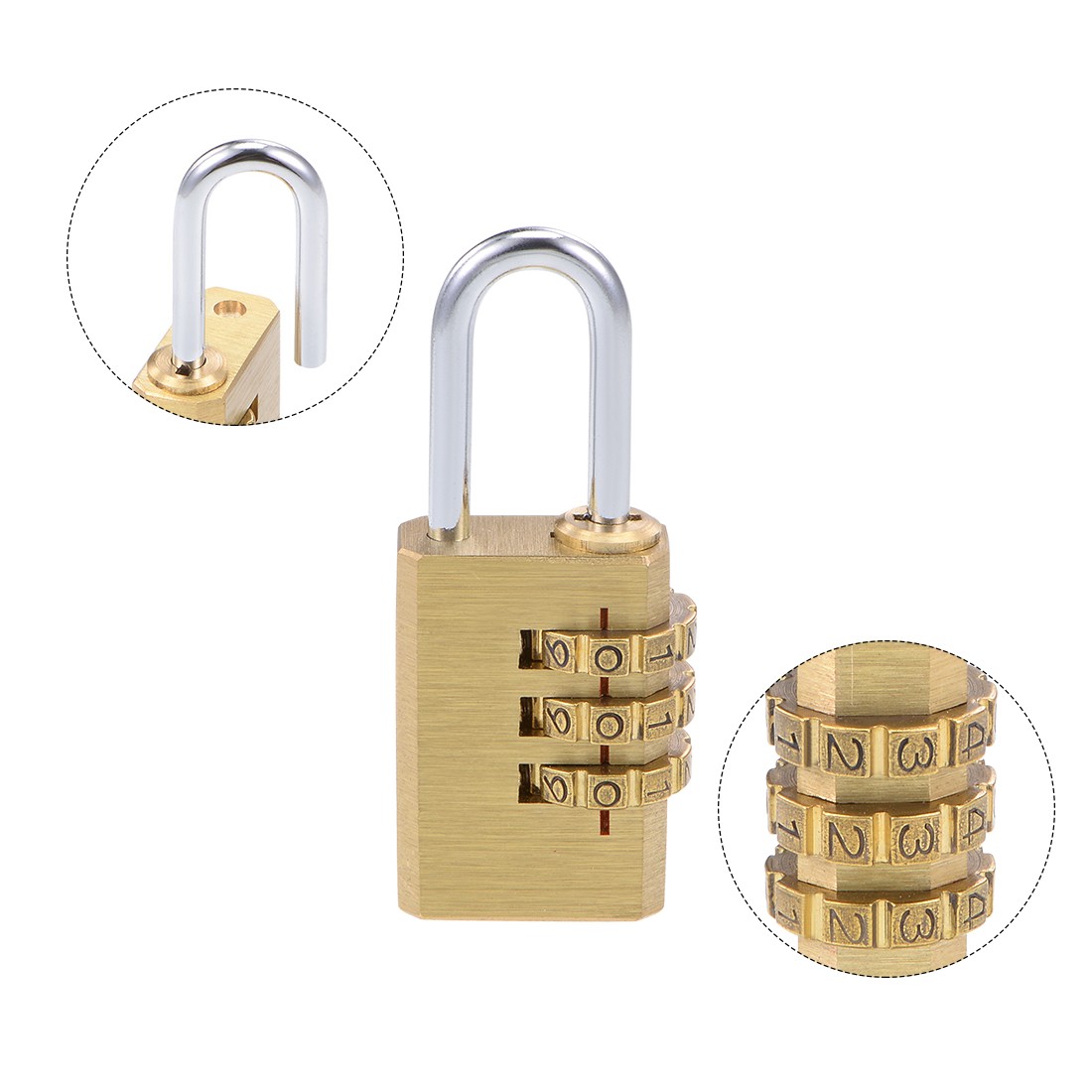 3 Digits Combination Lock Brass Locks 3mm Diameter Cricket