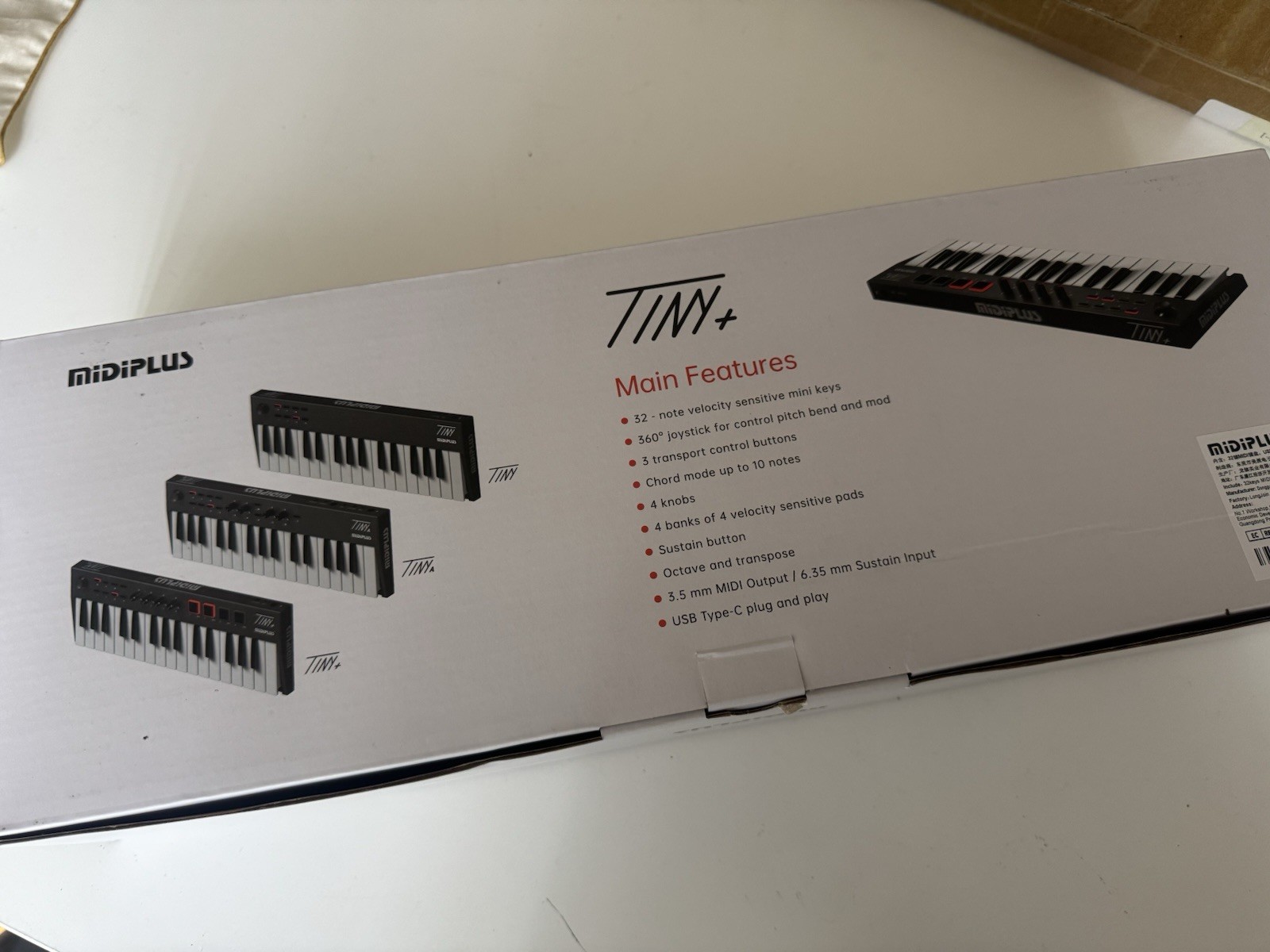 Midiplus TINY+ Portable USB MIDI Keyboard 32 Mini Key Drum Pad Travel Compact PC